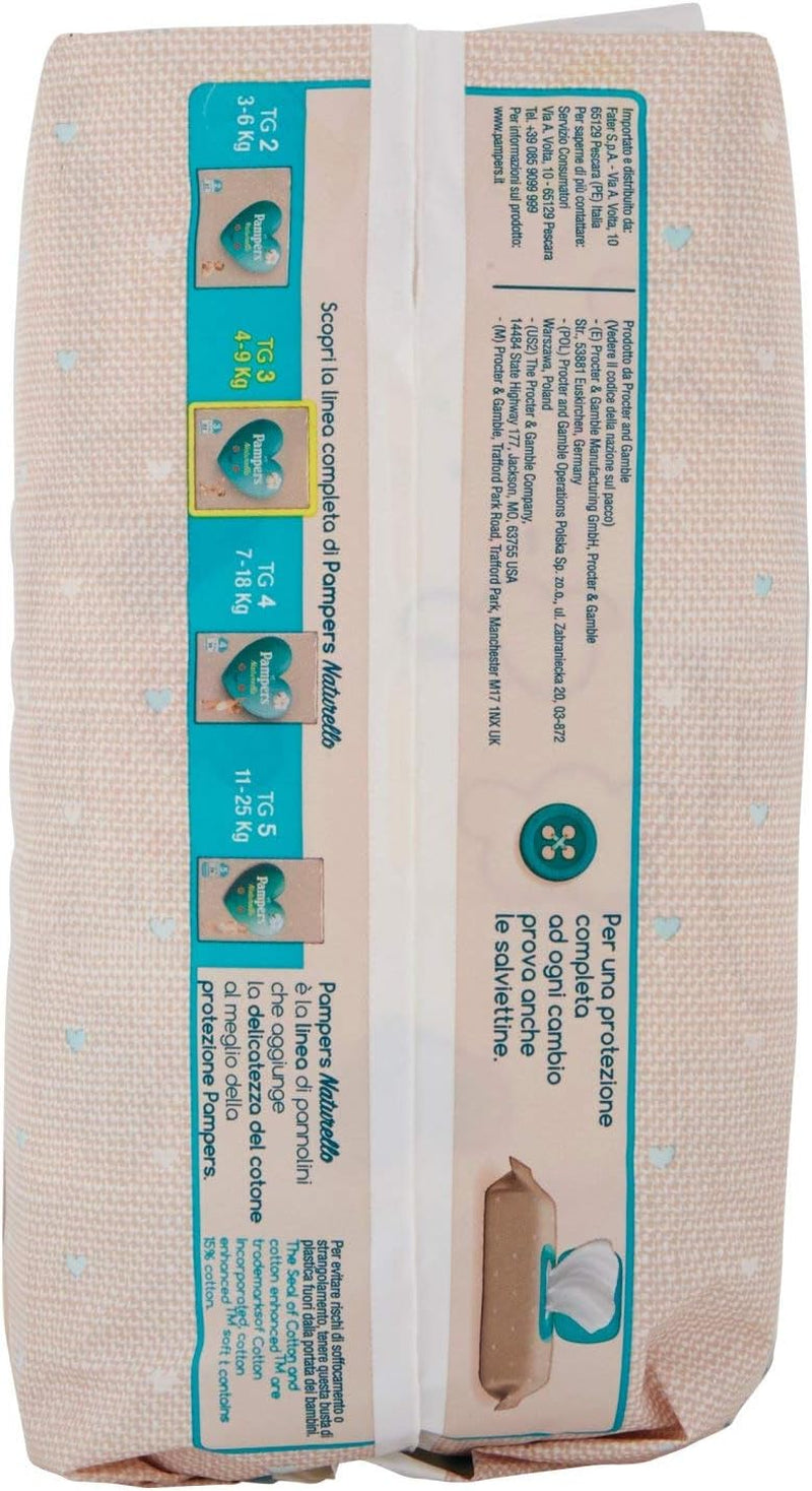 Pampers Naturello Midi, 22 plen, velikost 3 (4-9 kg)