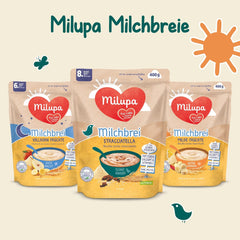 Milupa Stracciatella mléčná kaše - Dětská cereálie bez lepku a palmového oleje - Bez konzervantů a barviv - Od 8 měsíců - 4 x 400 g