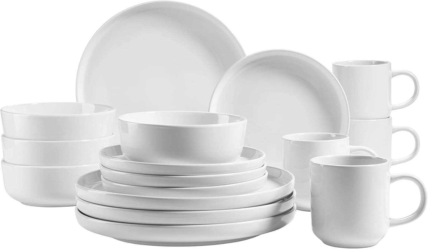 MÄSER 931961 Serie Alenia, Geschirr Set Für 4 Personen in Modernem Skandinavischem Design, 16-Teiliges Kombiservice Aus Keramik in Schwarz, Steinzeug Seturi vesela masa Naty Shop Weiß