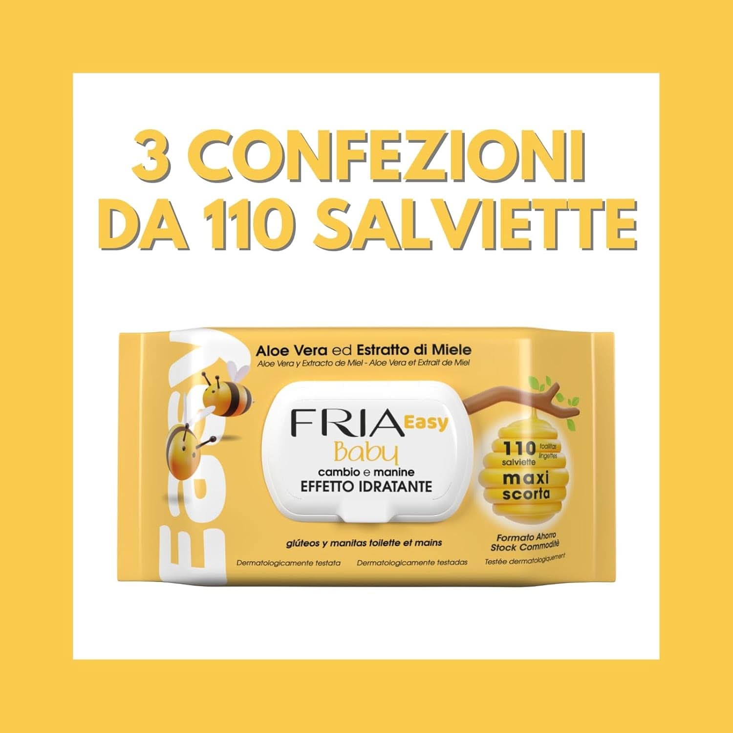 Fria Easy Baby, ubrousky na přebalování, s výtažkem z Aloe Vera a medu s hydratačním účinkem na pokožku, dermatologicky testované dětské vlhčené ubrousky Naty Shop