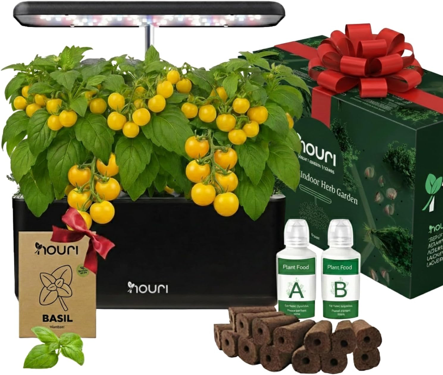 Nový 7 most + Heirloom Basil | Chytrá zahrada pro domácí kuchaře | Hydroponický pěstební systém | LED růstová světla | Sada pro pokojové bylinkové zahradnictví pro milovníky rostlin a zahradníky, bílá