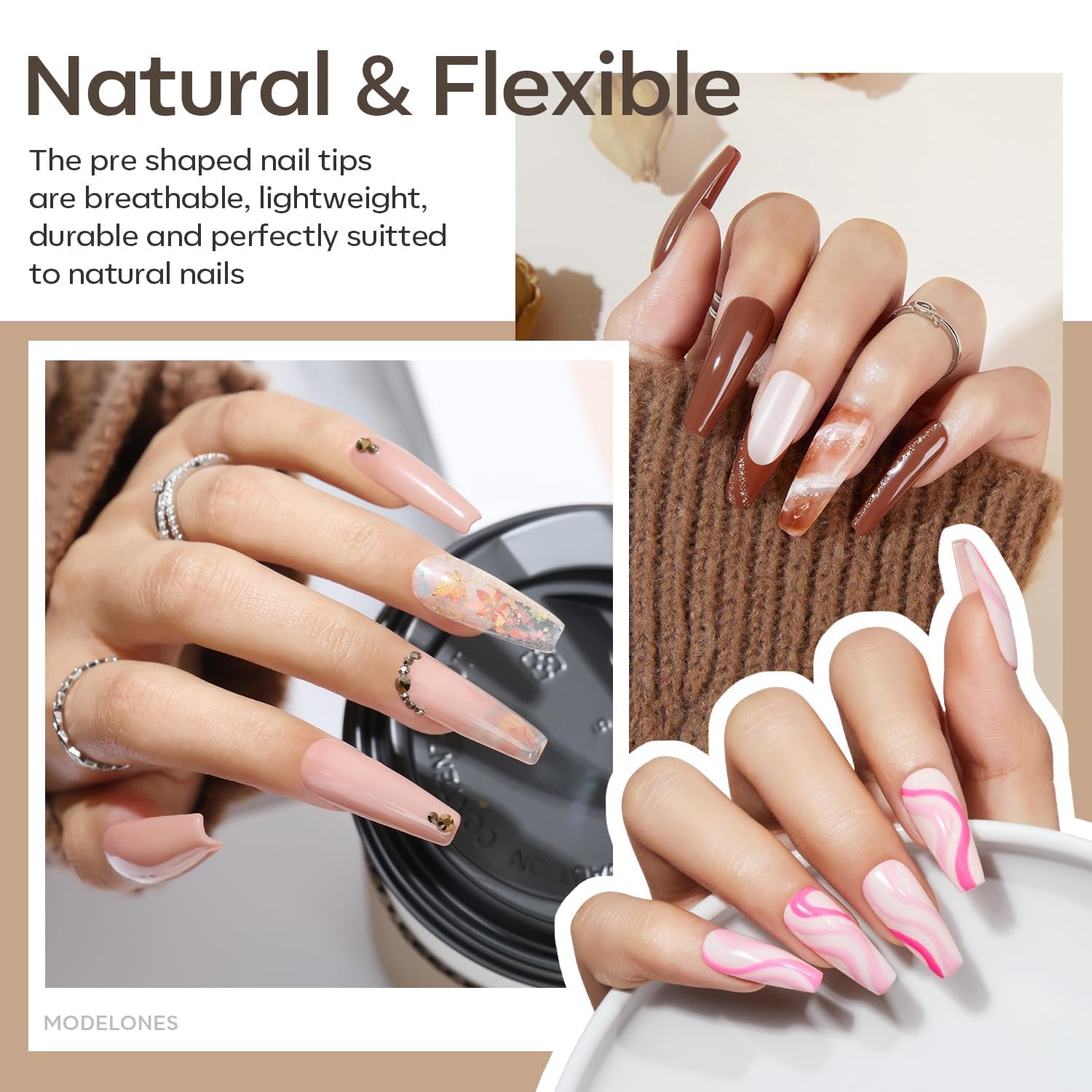 Modelones Kit pentru unghii și gel adeziv 500 buc. Set extensii unghii cu gel adeziv Kit unghii cu gel, adeziv unghii și mini lampă unghii acoperire completă vârfuri unghii presă pe Nail Art Studio Salon DIY