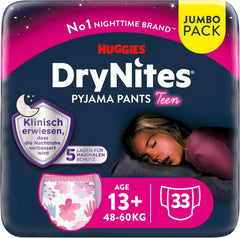 Huggies Drynites Nachtwindeln Bei Bettnässen, Für Mädchen Ab 13 Bis Ca. 17 Jahre (48-60 KG), 33 Stück (3X11), Jumbo-Monatspack, Plenky-Pants XL Příslušenství Jídlo a kojení Baby Naty Shop