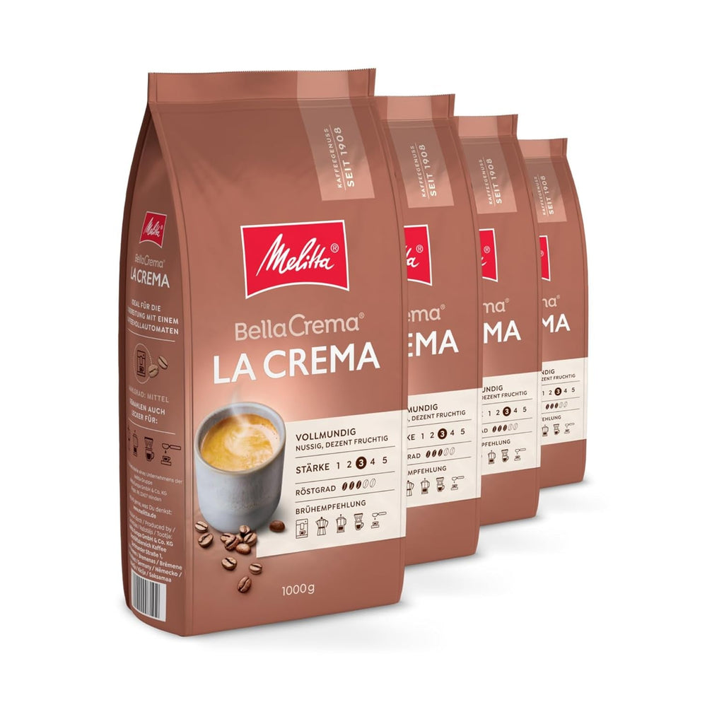 Melitta Bellacrema, boabe de cafea întregi Cafea Naty Shop 4 x 1 Kg La Crema