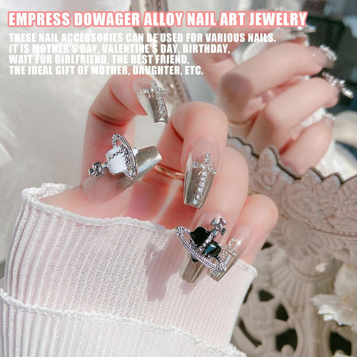 Planet Nail Art Charms, 32 Stück Saturn Form Nagel Edelsteine Für Acrylnägel, Glänzender Nagel Strasssteines Mädchen Nail Art DIY Handwerk Dekoration Zubehör