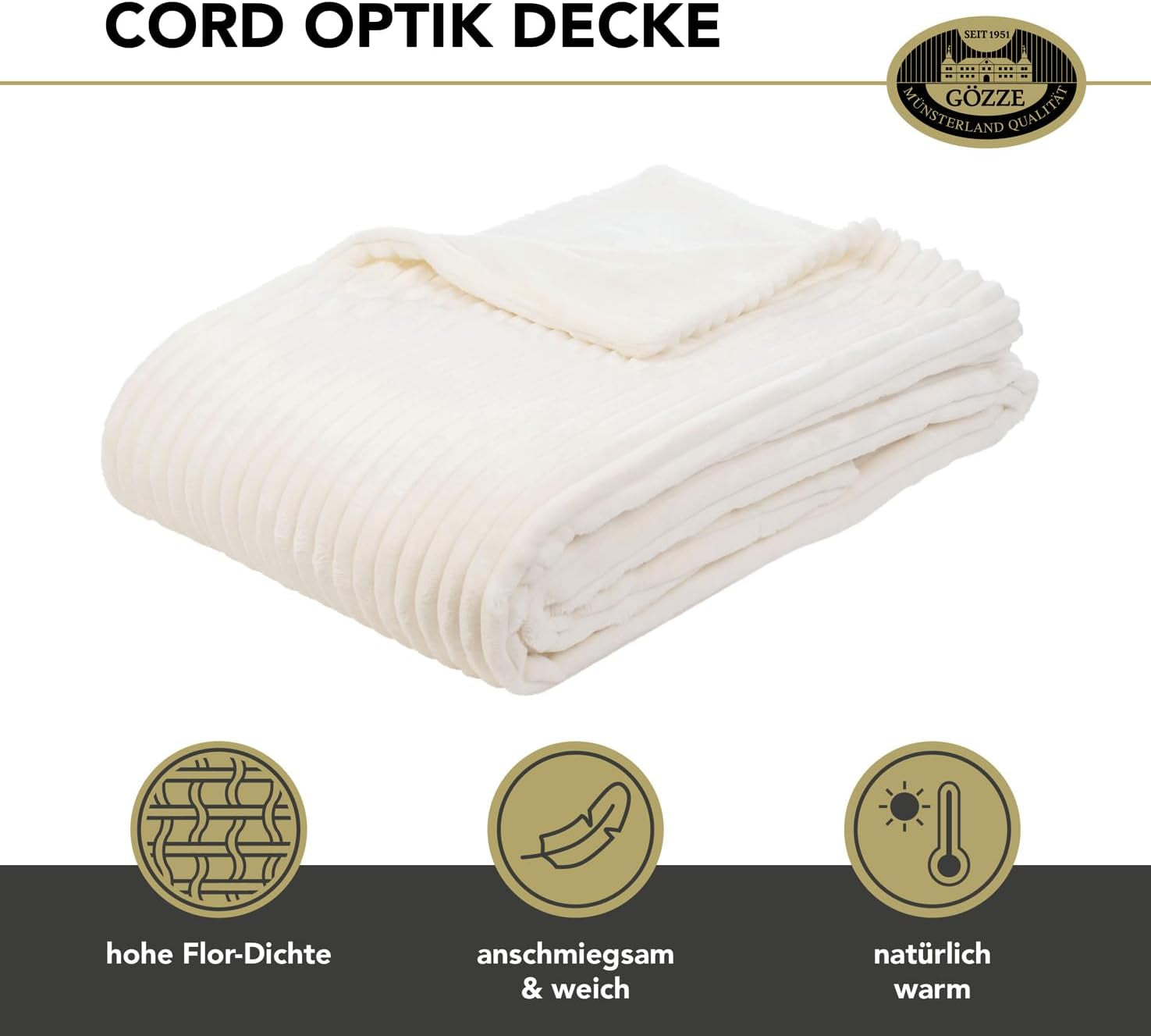 Covor de living Gözze în aspect de catifea, 150 X 200 cm, lână albă, 40067-00-150200 Paturi si Cuverturi Besuche den GÃ¶zze-Store