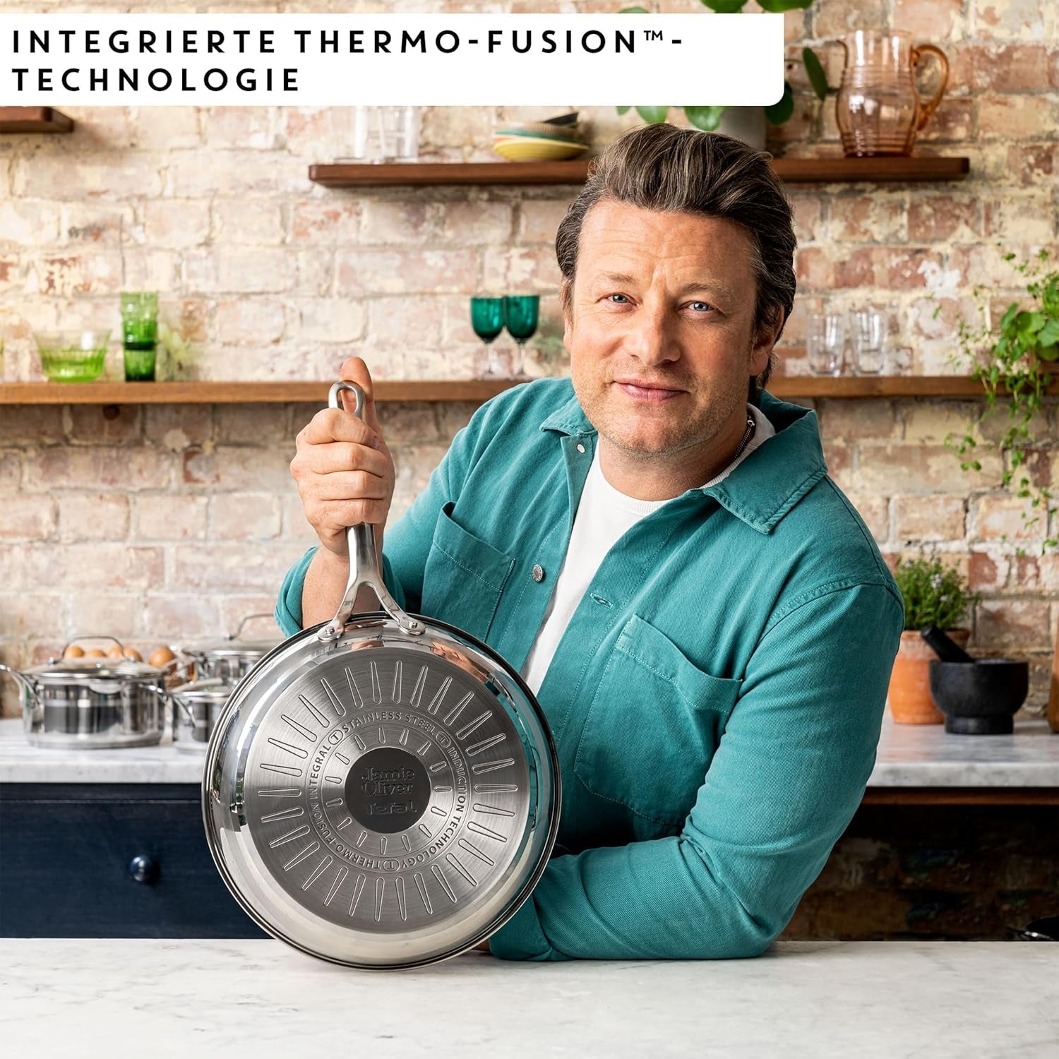 Jamie Oliver od Tefal Cook Smart pánev 28 cm, nerezová ocel bez povrchové úpravy, vhodná na indukci hrnce a pánve Naty Shop