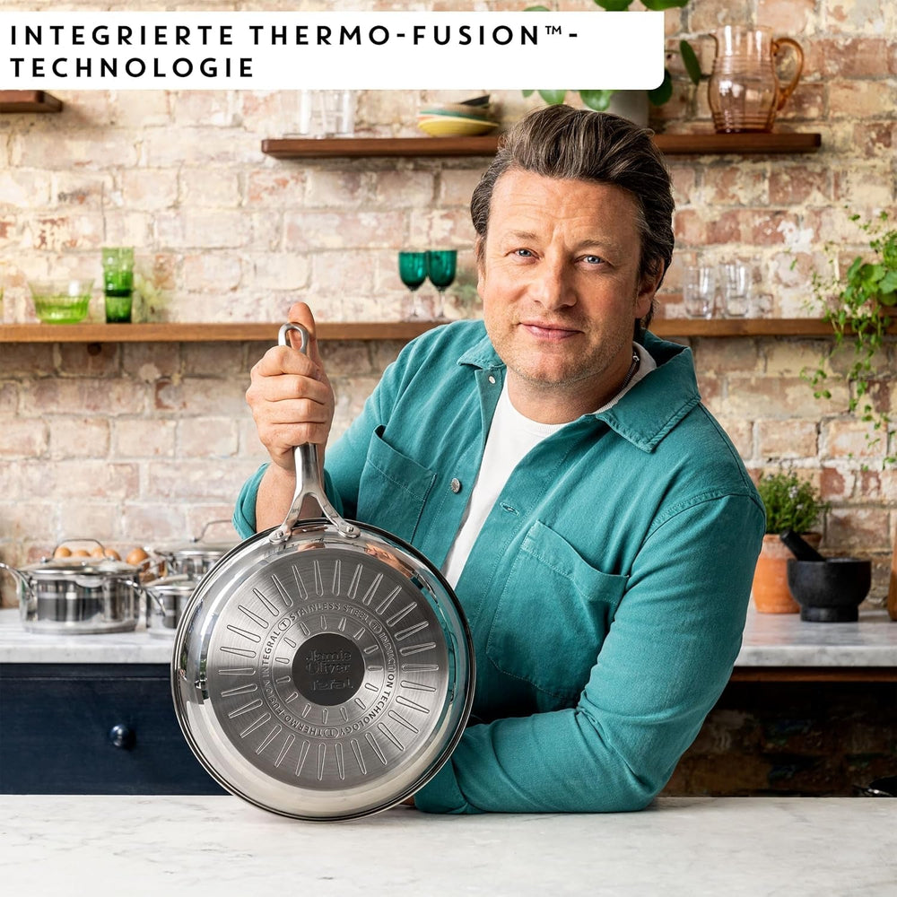 Jamie Oliver od Tefal Cook Smart pánev 28 cm, nerezová ocel bez povrchové úpravy, vhodná na indukci hrnce a pánve Naty Shop