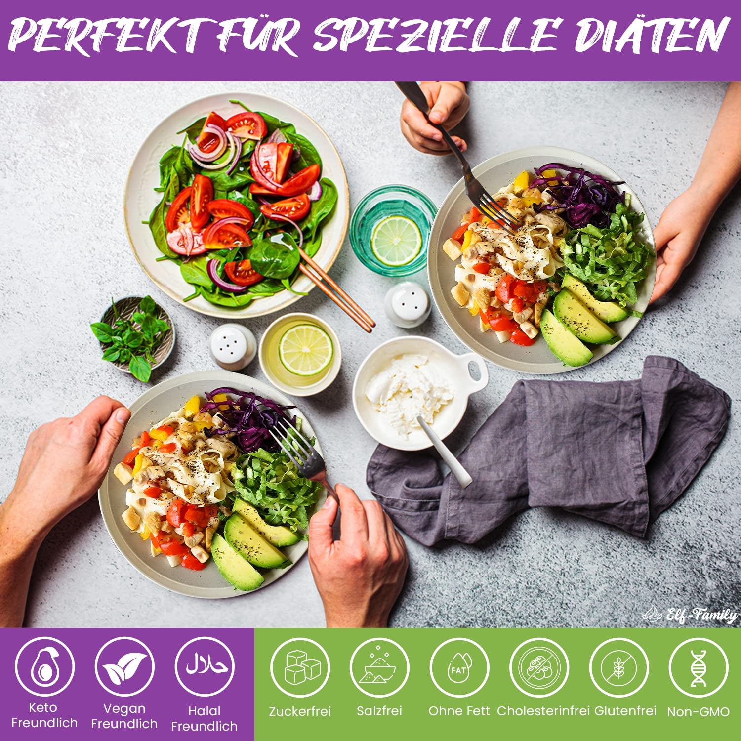 Prémiové konjacové nudle z Thajska, veganské, bezlepkové - 240 g x balení 6 ks (12 balení), nudle Shirataki Elf-Family, instantní nudle, těstoviny/keto/nízkosacharidové/nízkokalorické/bez cukru – špagety a fettuccine