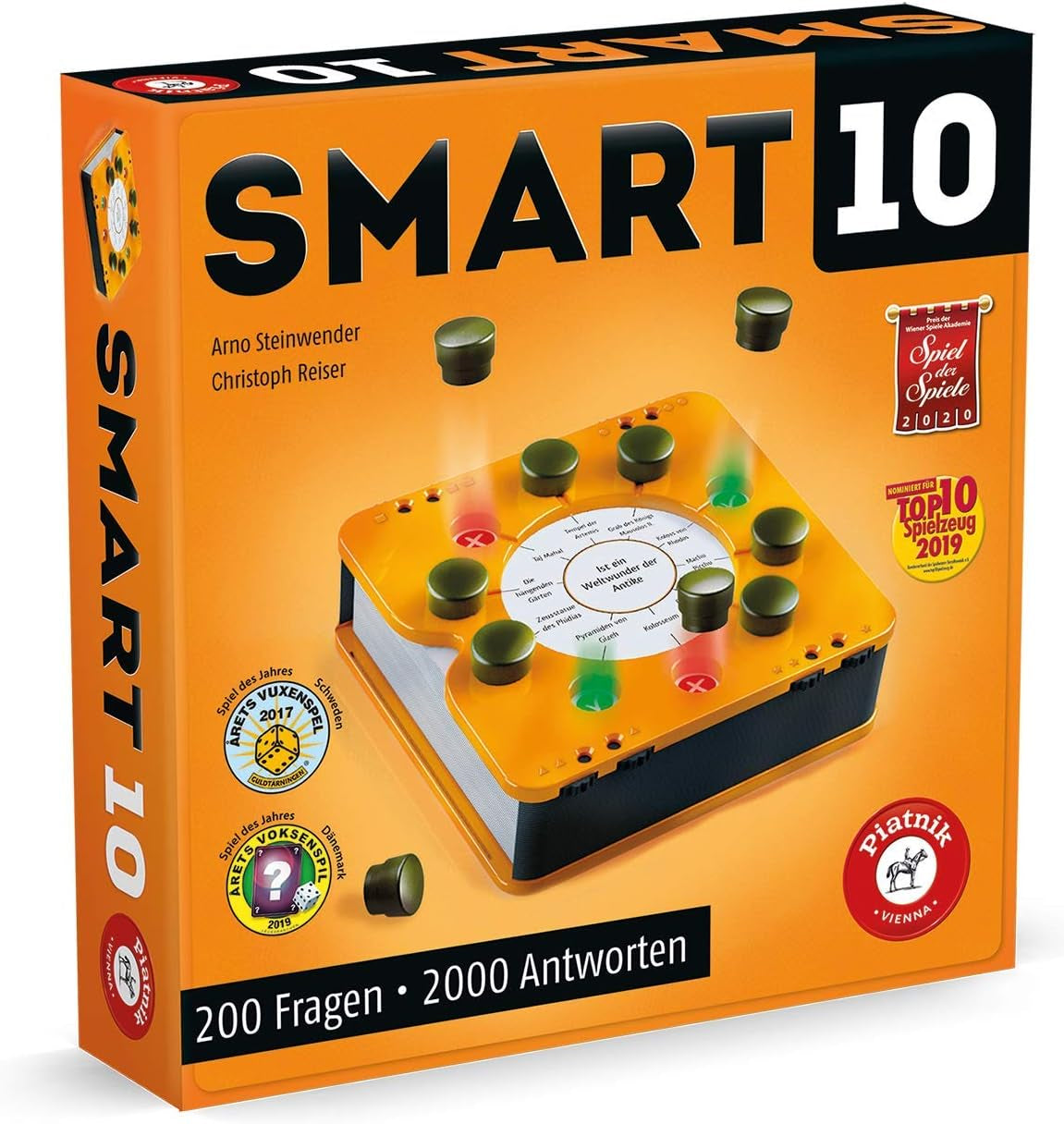 Piatnik 7167 - Smart 10 | Revoluční všestranná desková hra | Pro nadšence kvízů | Kdo je králem kvízů? | Věk 12+ | Otázky znalostí od A do Z | Pro domov i pryč