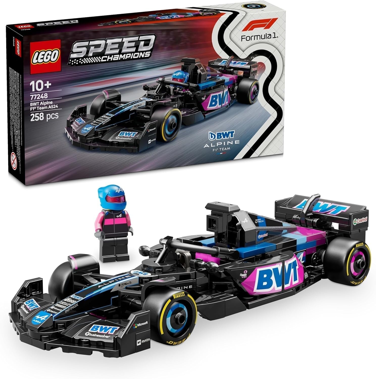 Závodní auto LEGO Speed Champions Mercedes-Amg F1 W15 - Minifigurka Formule 1 - Model auta ke sbírání a stavění - Dárek pro chlapce a dívky od 10 let nebo dospělé fanoušky 77244 Stavebnice Besuche den LEGO-Store Bwt Alpine F1 Team A524 Závodní auto 77248