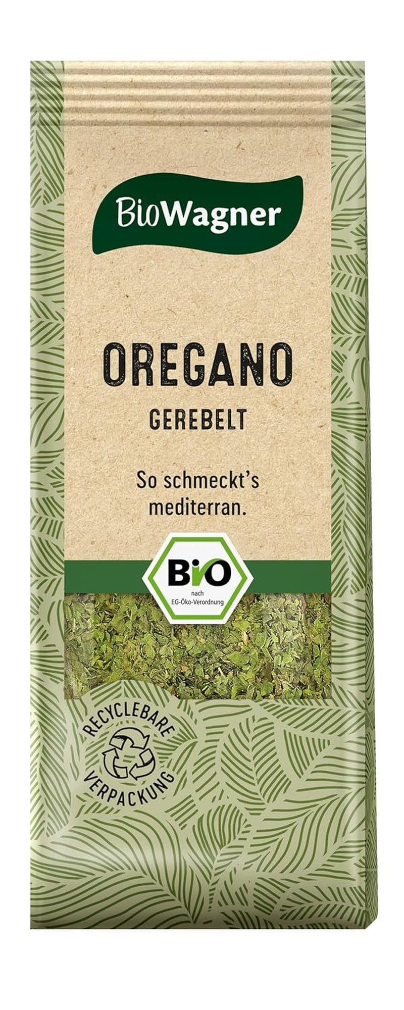 BioWagner - Bio Oregano Gerebelt | Středomořské poznámky pro pizzu, těstoviny nebo Fleischgerichte | naturbelassene Bio-Zutaten | recyklovatelné balení | 10 g