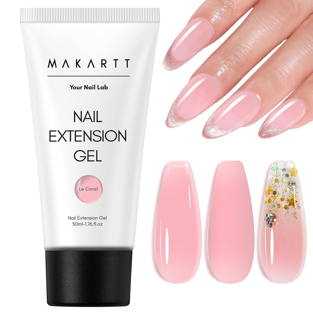 Gel pentru extensii de unghii Makartt Poly - Gel acrilic pentru extensii, gel pentru întărirea unghiilor, decorarea unghiilor, 50 ml (Violet)