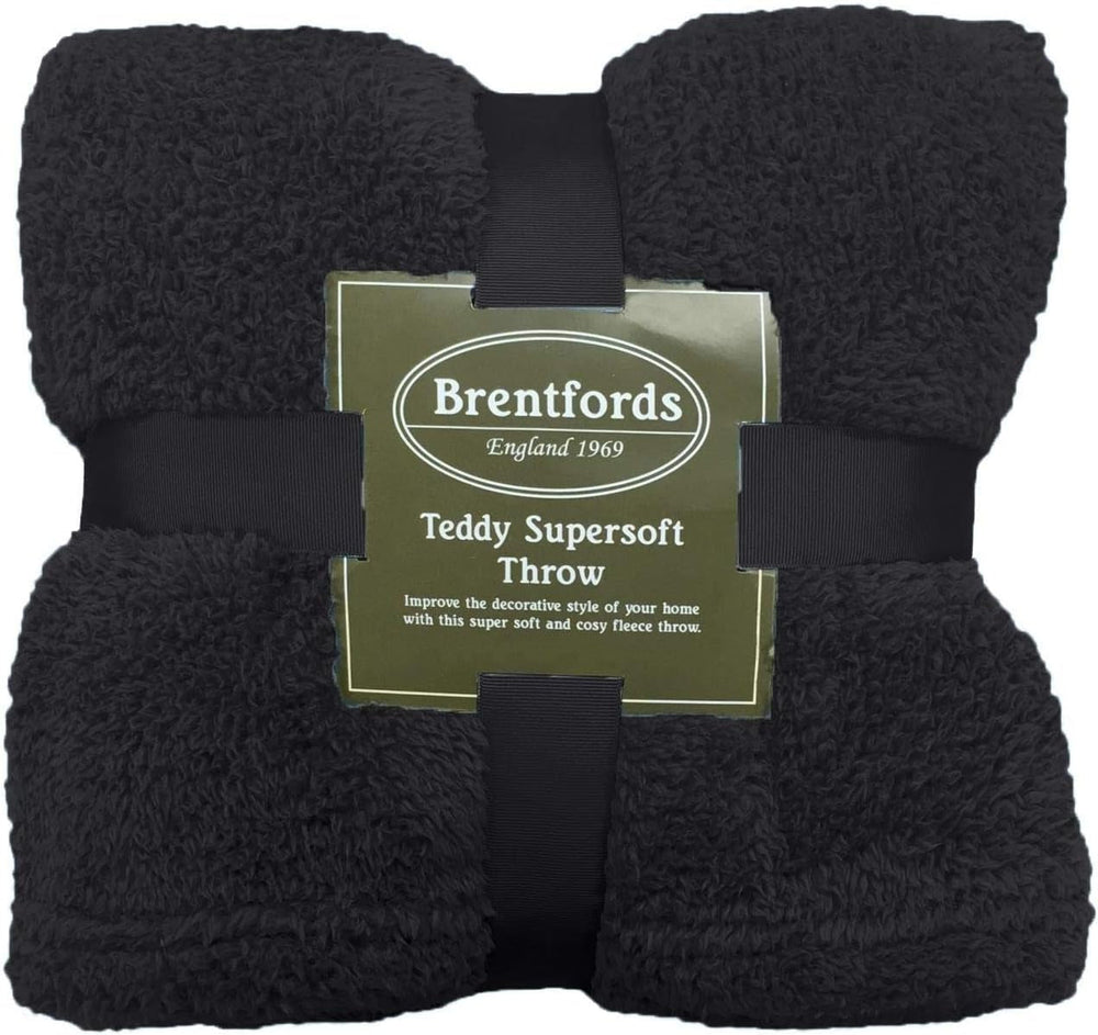 Brentfords Teddy-Fleece-Decke, GroÃŸer Ãœberwurf Ãœber Dem Bett, PlÃ¼sch, Superweich, Warm, FÃ¼r Sofa, Bett, Tagesdecke, Schwarz – 150 X 200 Cm