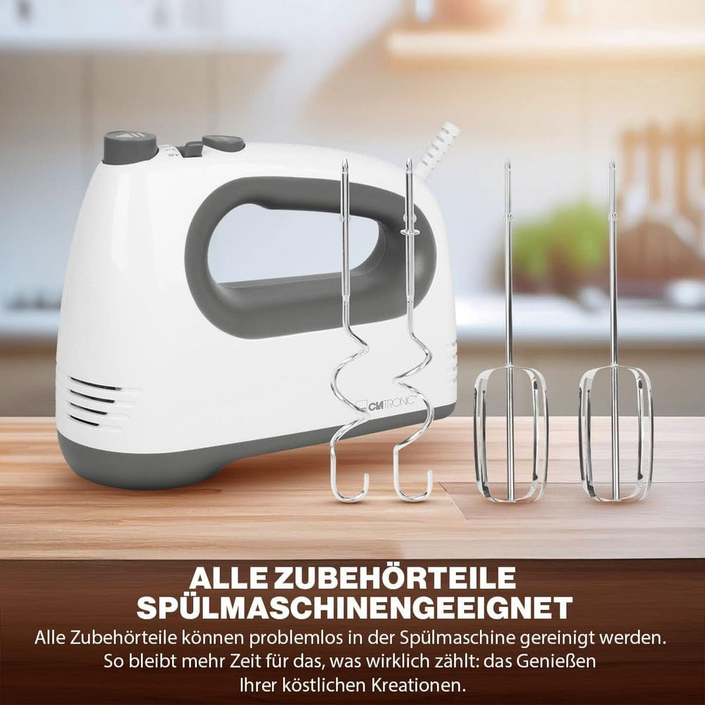 Mixér Clatronic | Kraftvoller 400W motor | Ruční mixér | Turbostufe & 5 Geschwindigkeitsstufen | Ruční mixér | Spülmaschinengeeignete Edelstahlquirle Und -Knethaken | HM 3775 Kitchen Naty Shop