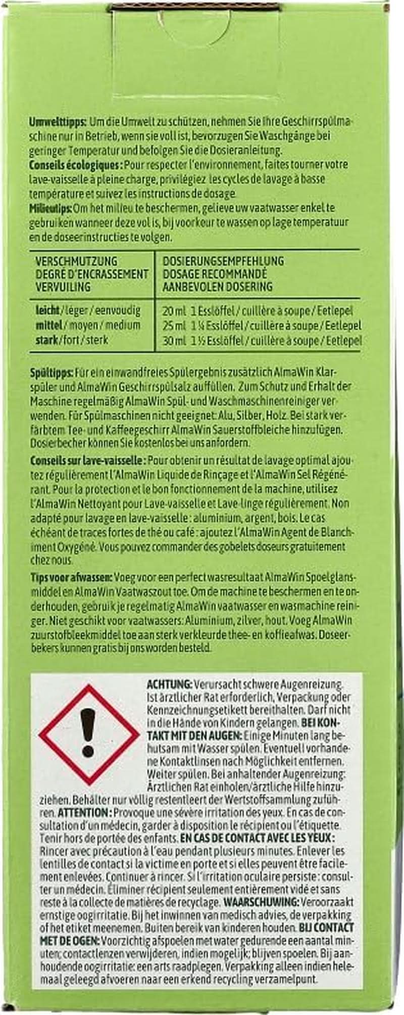 Almawin eco, prášek na nádobí 2,8 kg, 112 mytí, lze dávkovat na různé množství nádobí Naty Shop