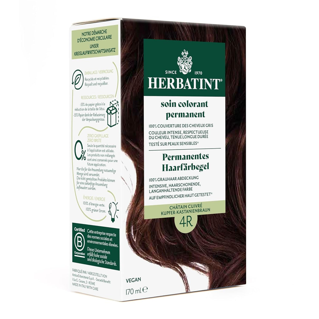 Gel pentru vopsirea permanentă a părului 6N blond închis - 170 ml I Fără amoniac, acoperire 100% a părului gri I Testat pe piele sensibilă, cu 8 extracte de plante Vopsea pentru par Naty Shop 4R Cupru-castaniu maro