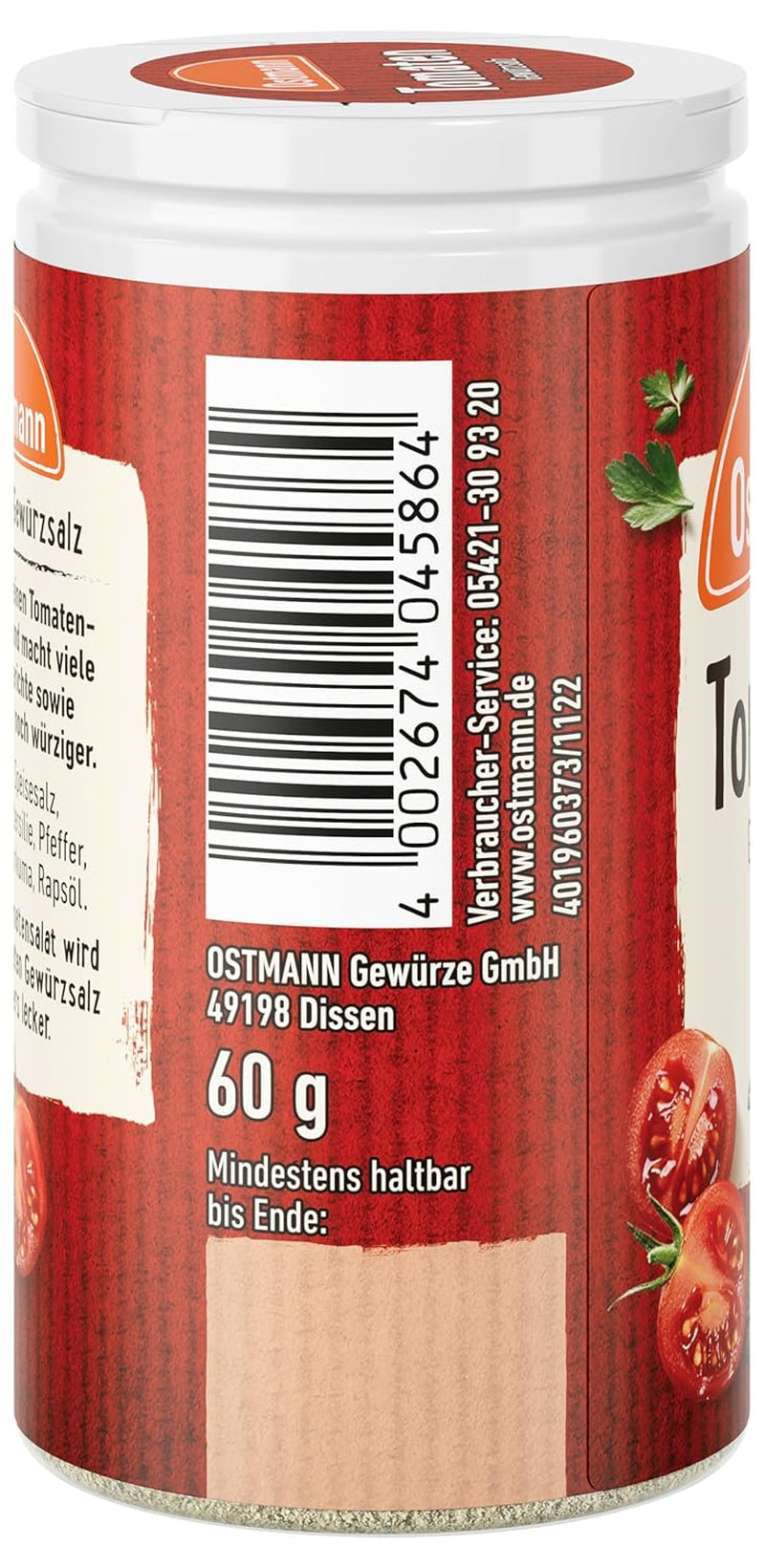Ostmann Gewürze - Tomato Gewürzsalz | Perfektní na dochucení rajčatového salátu a bruschetty 60 g v Der Streudose