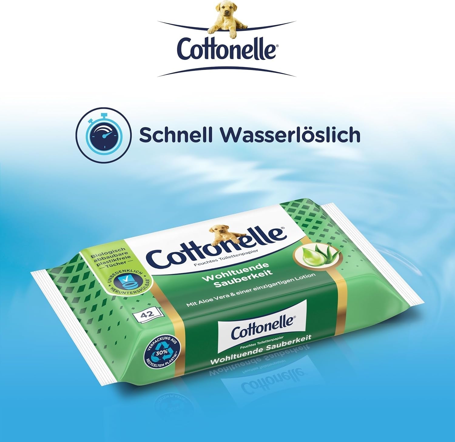 Șervețele umede, Curățenie binefăcătoare, Cu loțiune prebiotică, Biodegradabilă, Fără plastic, Reînchizibilă, 12 X 42 șervețele umede