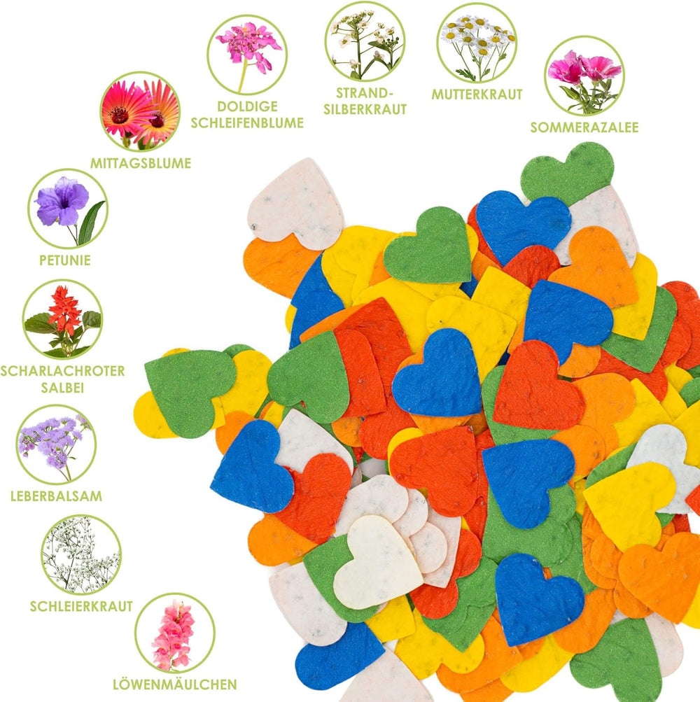 Blühendes Saatgut Konfetti Für Bunte Wildblumen - Farbenfrohes Blumenkonfetti Aus 100% Biologisch Abbaubarem Samenpapier (Ca. 600X Stück)