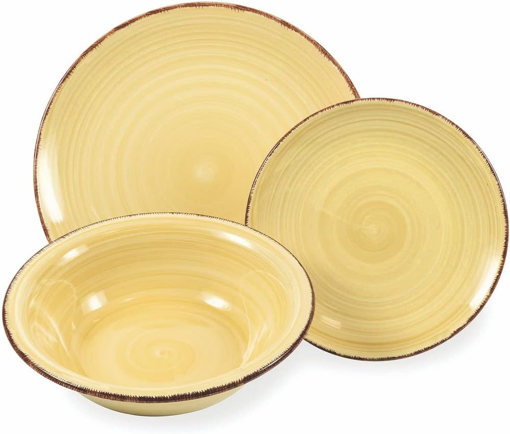 2197966 Set de veselă Baita Watercolor, 18 piese, gresie pictată manual, 6 blaturi diferite