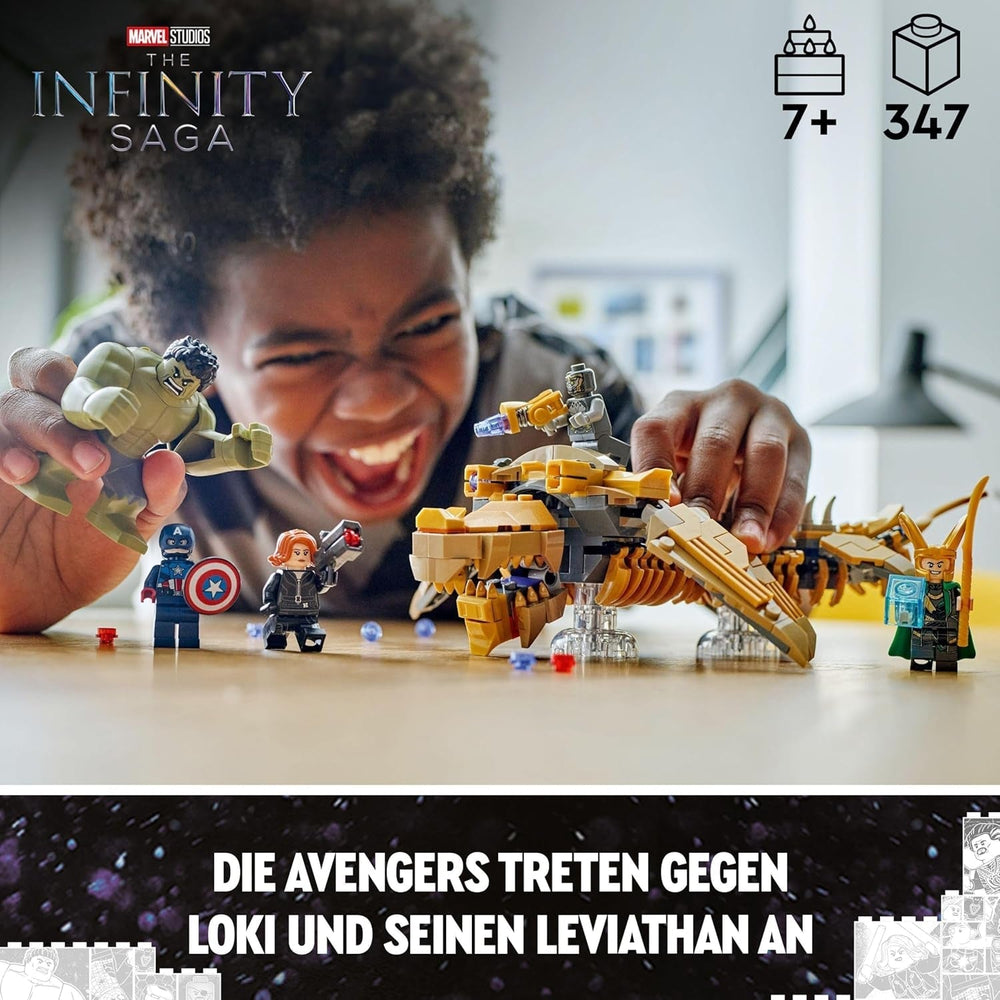 LEGO Marvel Avengers vs. Stavebnice Leviathan s Hulkem a Kapitánem Amerikou, Lokim, Černou vdovou a Chitauri Minifigurky Hrací sada Avengers pro chlapce a dívky 7+ 76290 Stavebnice Besuche den LEGO-Store