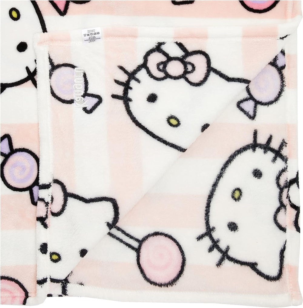 Přehoz Hello Kitty, růžový, měkká deka 130X170Cm, přehoz z mikrovlákna nebo přehoz na rozkládací pohovku. Kvalita s certifikátem Oekotex, Postele a deky Sanrio Besuche den Kanguru-Store