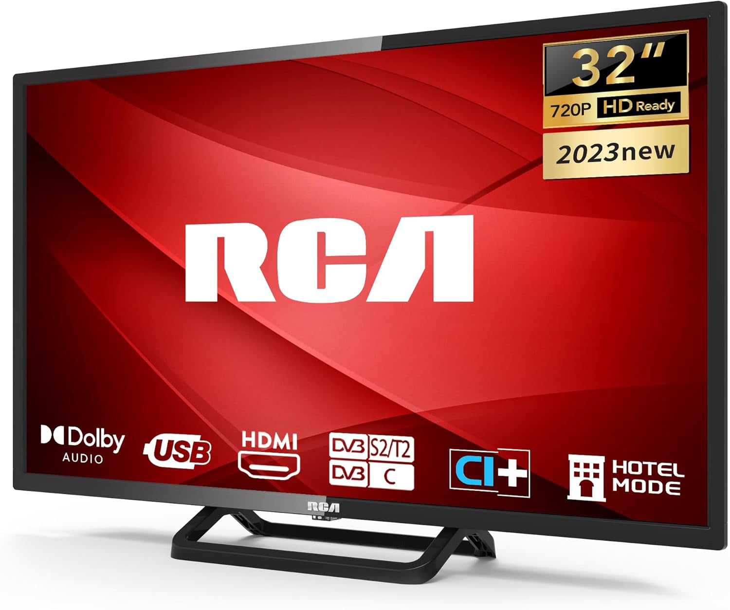 Televizor RCA TV, 32 inch (80 cm), fără ramă, LED HD, tuner triplu (DVB-T/T2-CS/S2), HDMI, CI+, player media USB, mod hotel, Dolby Audio (NRB32HQ1, 2024)