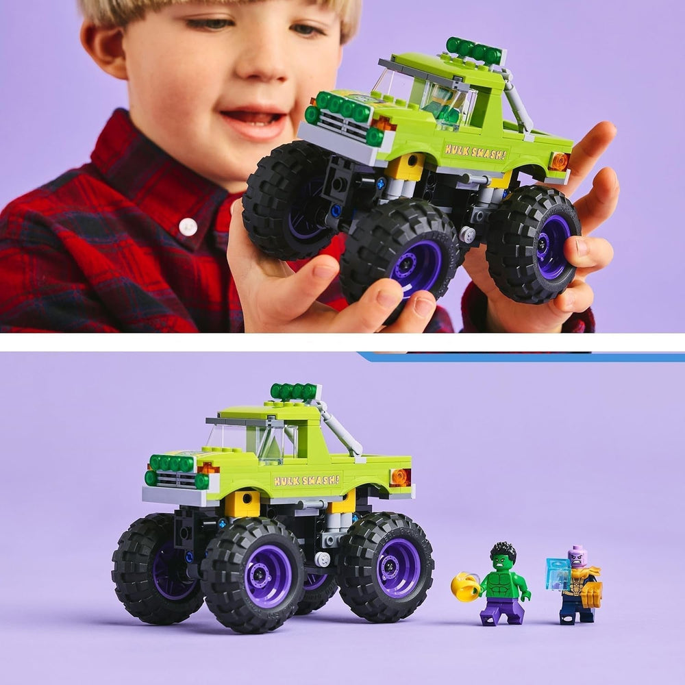 LEGO Ç€ Marvel Hulk Truck vs. Thanos - Stavebnice superhrdinů - Vozidlo a minifigurky Avengers - Monster truck pro mega zábavu - Dárek pro chlapce a dívky od 7 let - 76312 Stavebnice Besuche den LEGO-Store