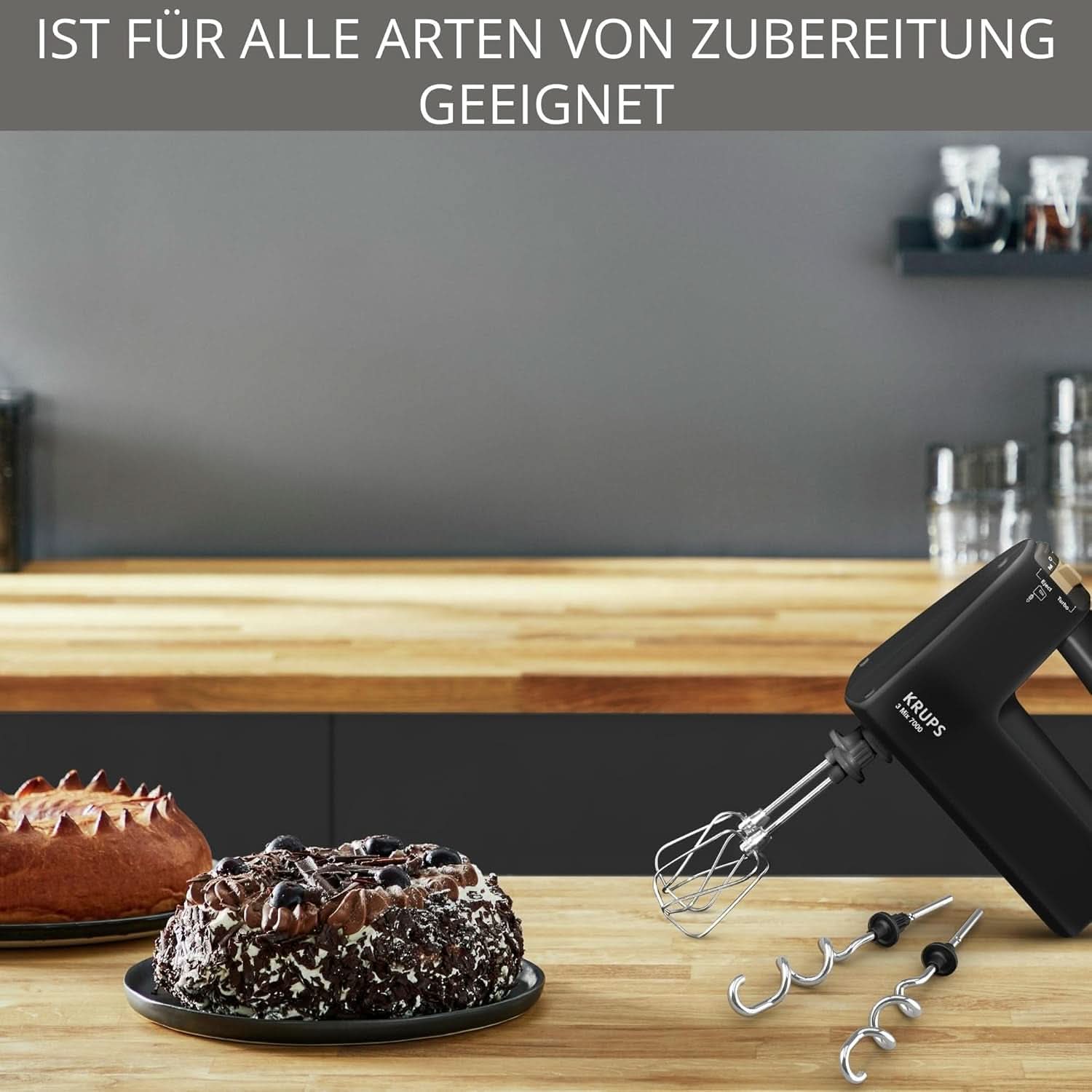 Krups 3Mix 7000 ruční mixér 60 Jahre Special Edition, 500 Watt, Knet- Und Rührhaken Aus Edelstahl, Langes Netzkabel, Zubehörtasche, F6085811, Schwarz/Kupfer Kitchen Naty Shop