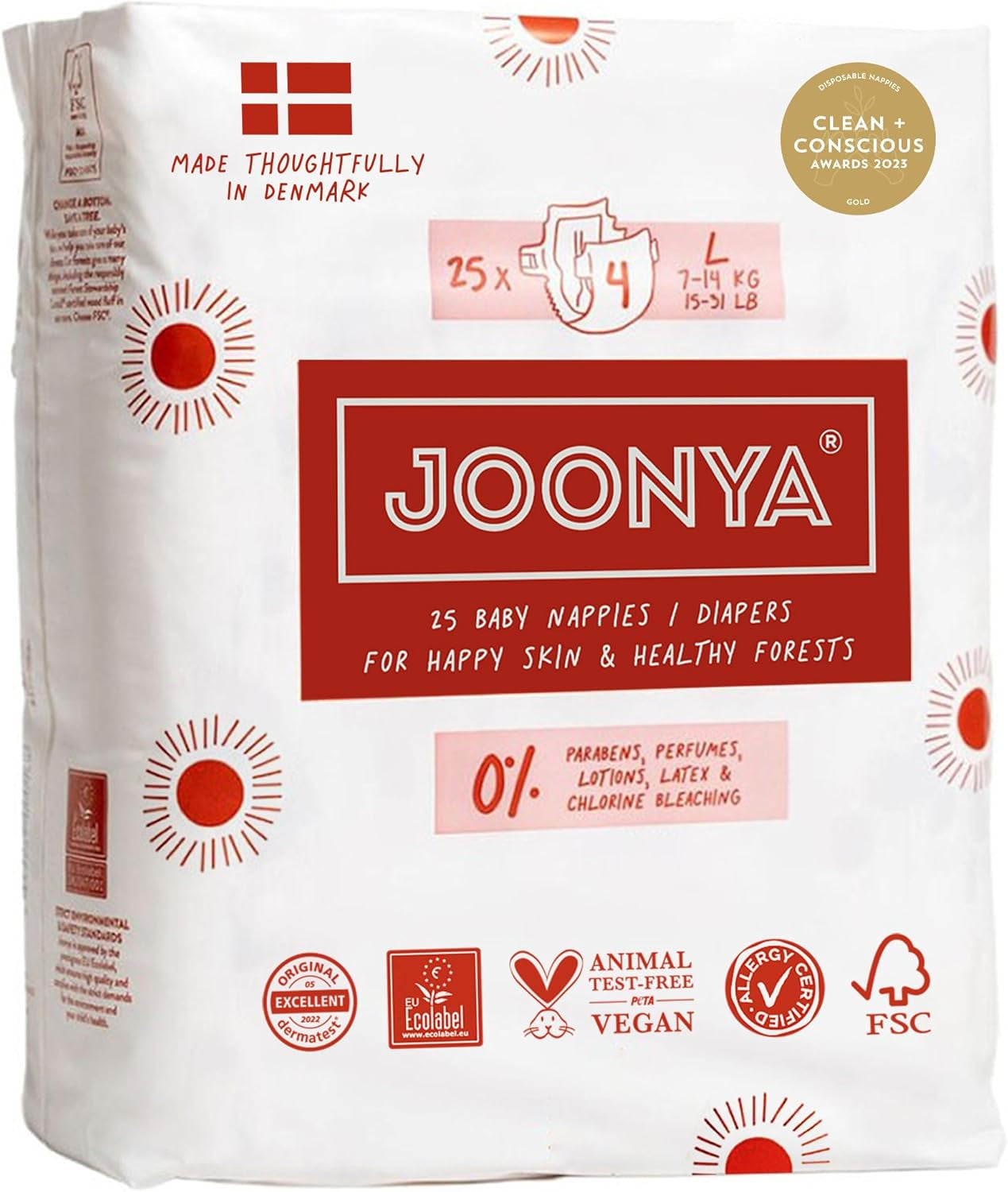 Dětské plenky, velikost 3M (4-8 kg) - 1 pytel po 28 - Bez škodlivých látek, ekologické, vysoce savé, vhodné pro noční použití, ultratenké a měkké - Vyrobeno v Dánsku