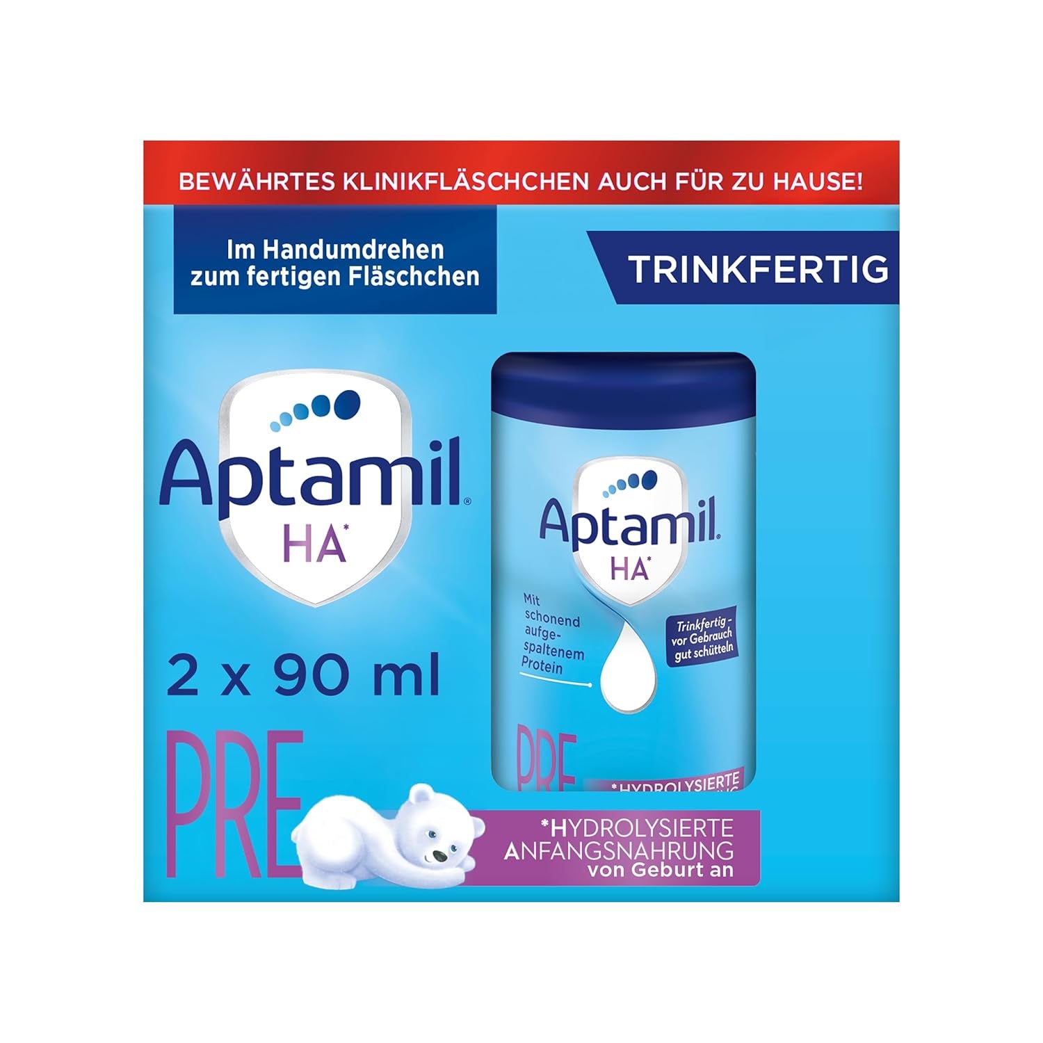 Aptamil HA Pre Ready to Drink – Hydrolyzované mléko pro kojence od narození – 4 x 2 x 90 ml