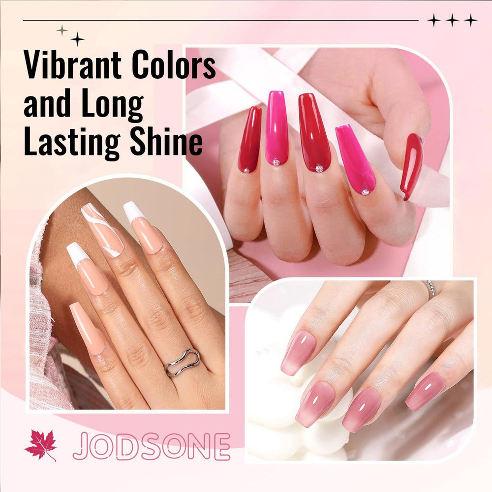 JODSONE 12dílná sada laků na nehty, 10 barev, kombinace 2 základních laků a vrchního laku, rychleschnoucí lak na nehty pro amatéry a začátečníky