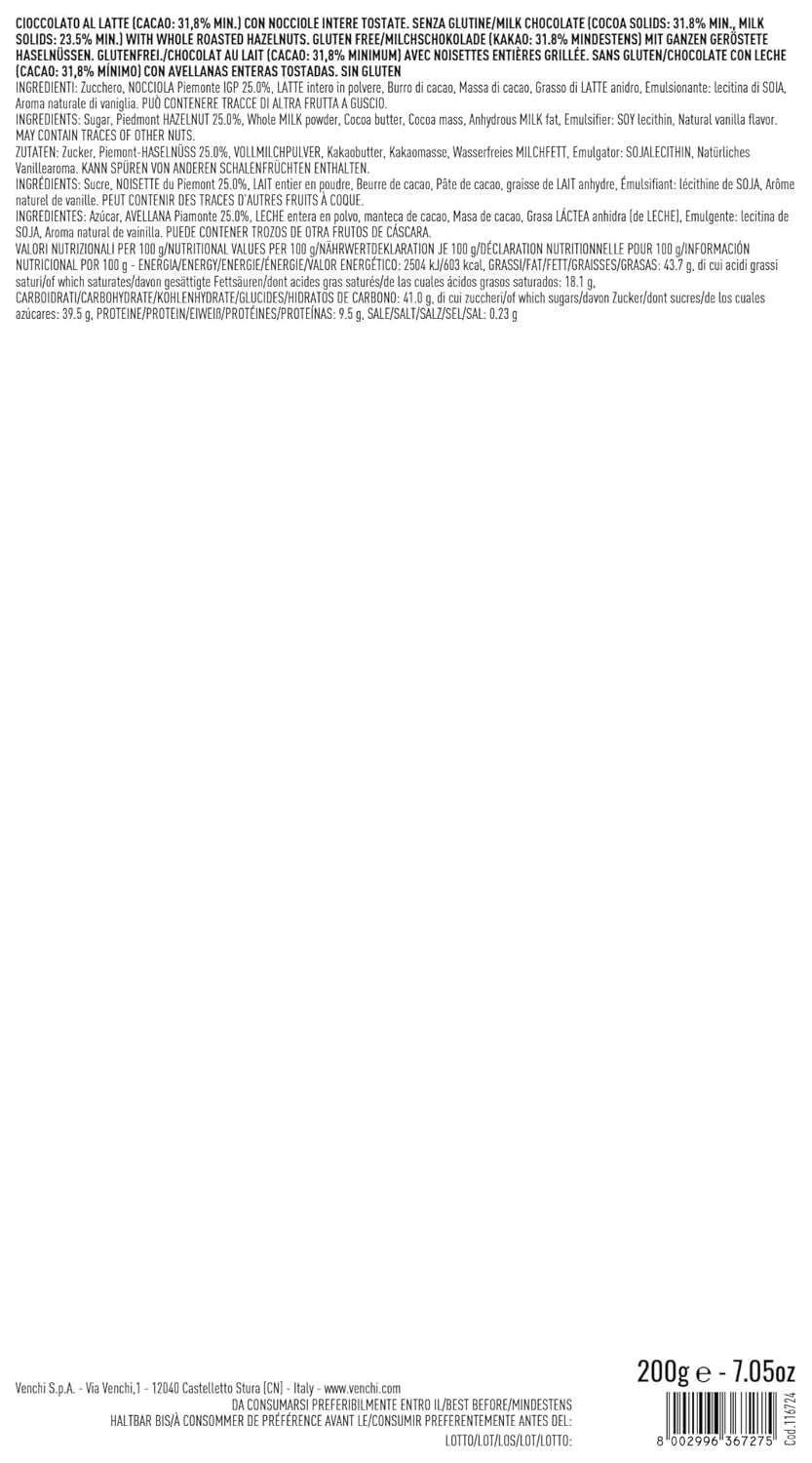 Venchi, Brutto&Buono, ručně vyráběná mléčná čokoláda ve tvaru jedle "Piedmont Forest Hazelnut", 200 g, bez lepku, limitovaná edice vánoční kolekce, tip na dárek