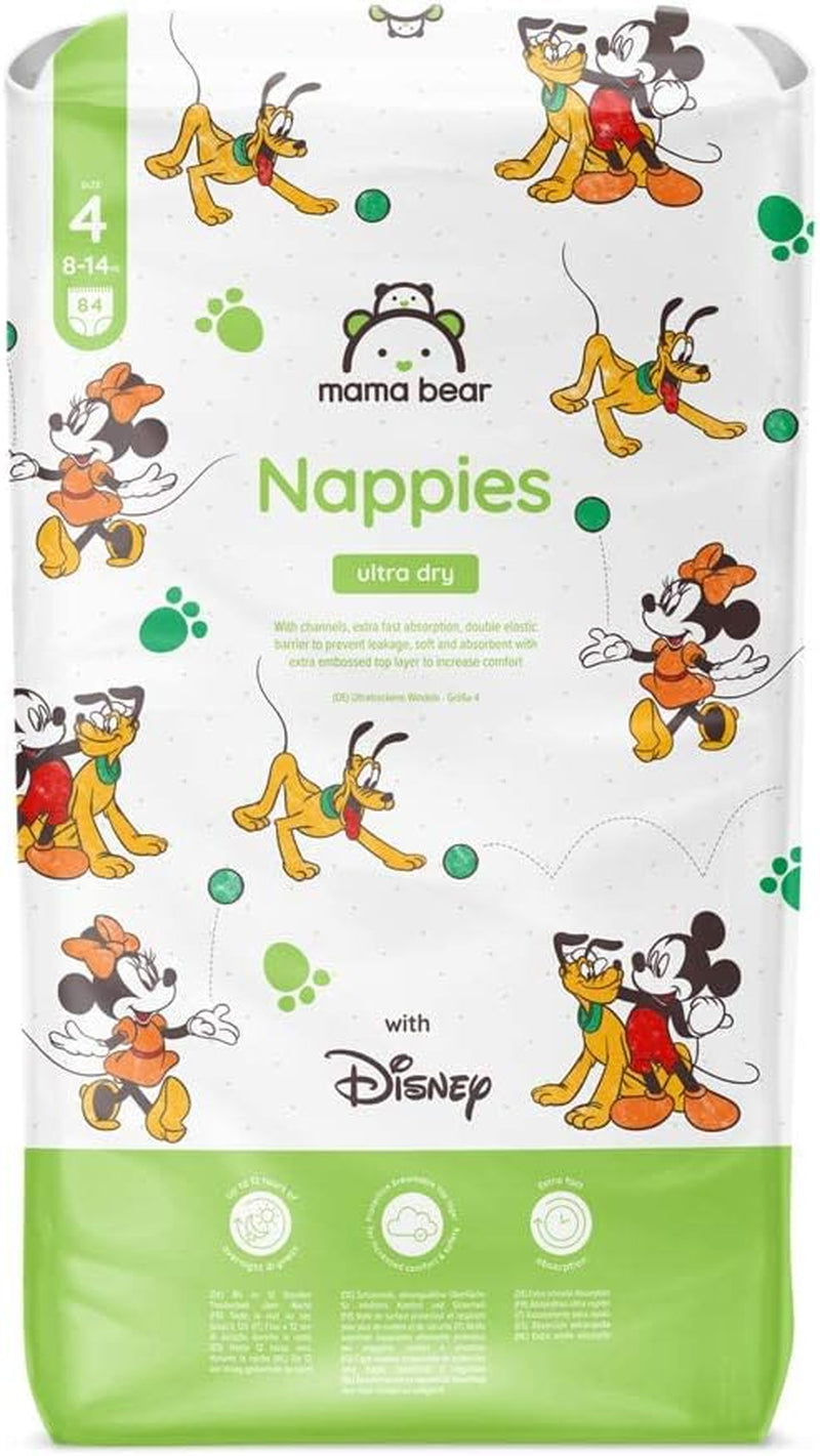 Značka Amazon: Mama Bear Disney Ultra Dry plenky, velikost 3 (4–9 kg) – měsíční krabička, bílá, počet 172 (2 balení po 86)