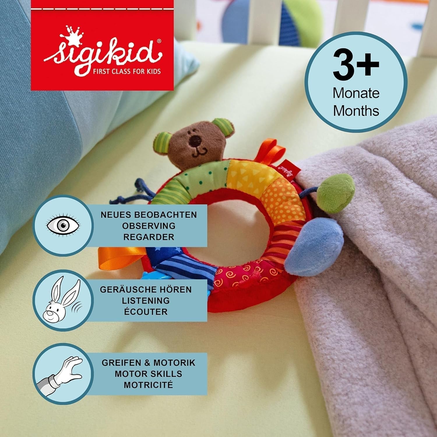 SIGIKID 40490 Inel activ Baby Activity PlayQ Fete și băieți jucărie pentru copii recomandată de la 3 luni multicolor Jucarii Bebe Naty Shop