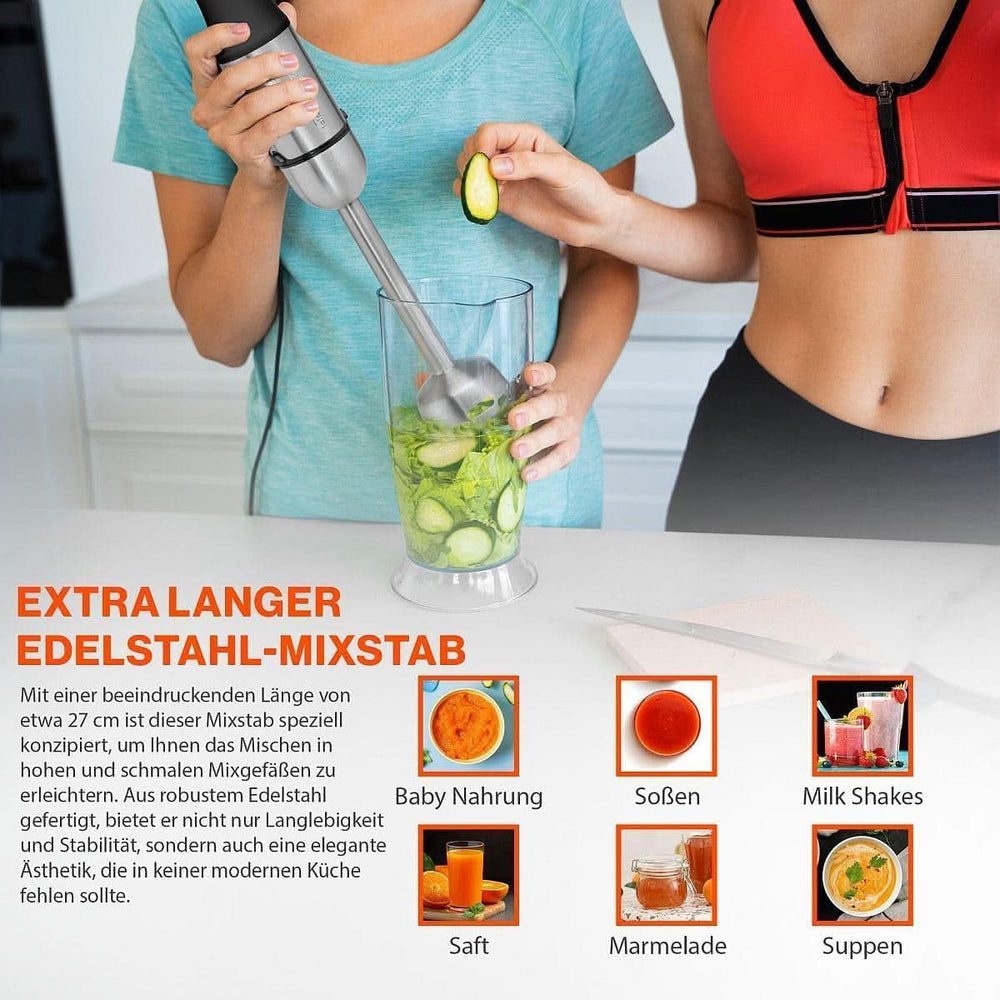 Proficook® 2v1 stojanový mixér & Schneebesen | Stabmixer 1000 Watt Für Mixen, Zerkleinern & Pürieren | Smoothie Maker M. Langem Mixstab | Pürierstab M. Edelstahlgehäuse & Soft Touch-Griff | PC-SMS 1220 Matka a dítě Naty Shop