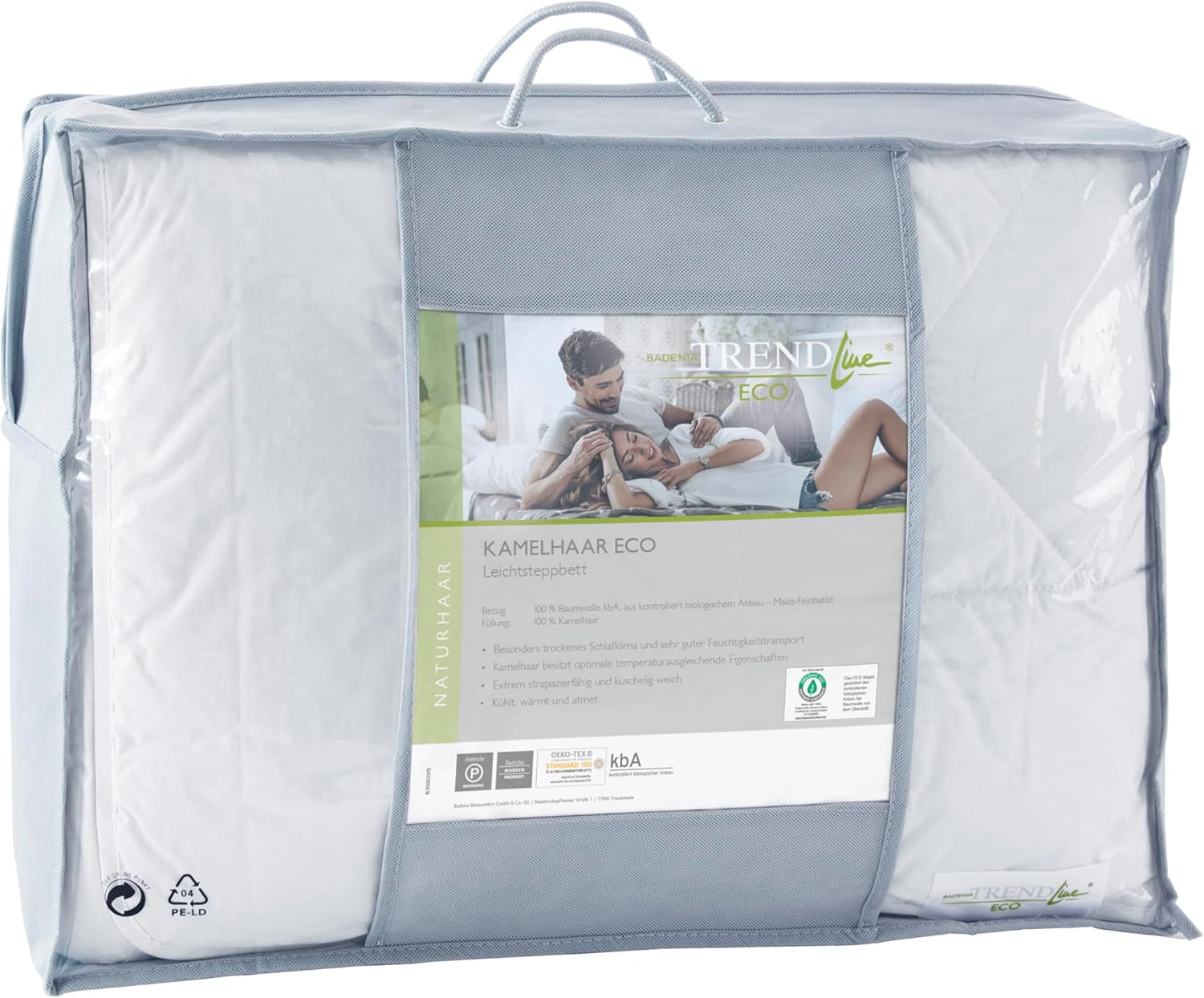 Badenia Trendline Eco Quilt Camel Lightweight 155 X 220 Cm, alb, certificat Öko-Tex, produs în conformitate cu standardul de calitate german Plapumi si pilote Naty Shop