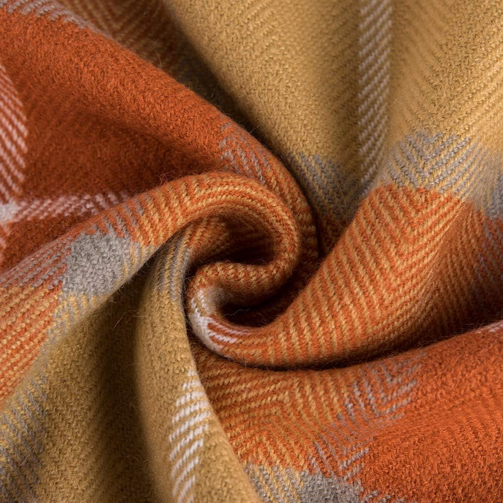 G Lake Orange kostkovaná deka Throw Akryl Měkký oboustranný barevný přehoz s třásněmi Dárek pro vánoční dekorace 127 Cm Š X 170,2 Cm L-Dýně Oranžové Postele a deky G Lake