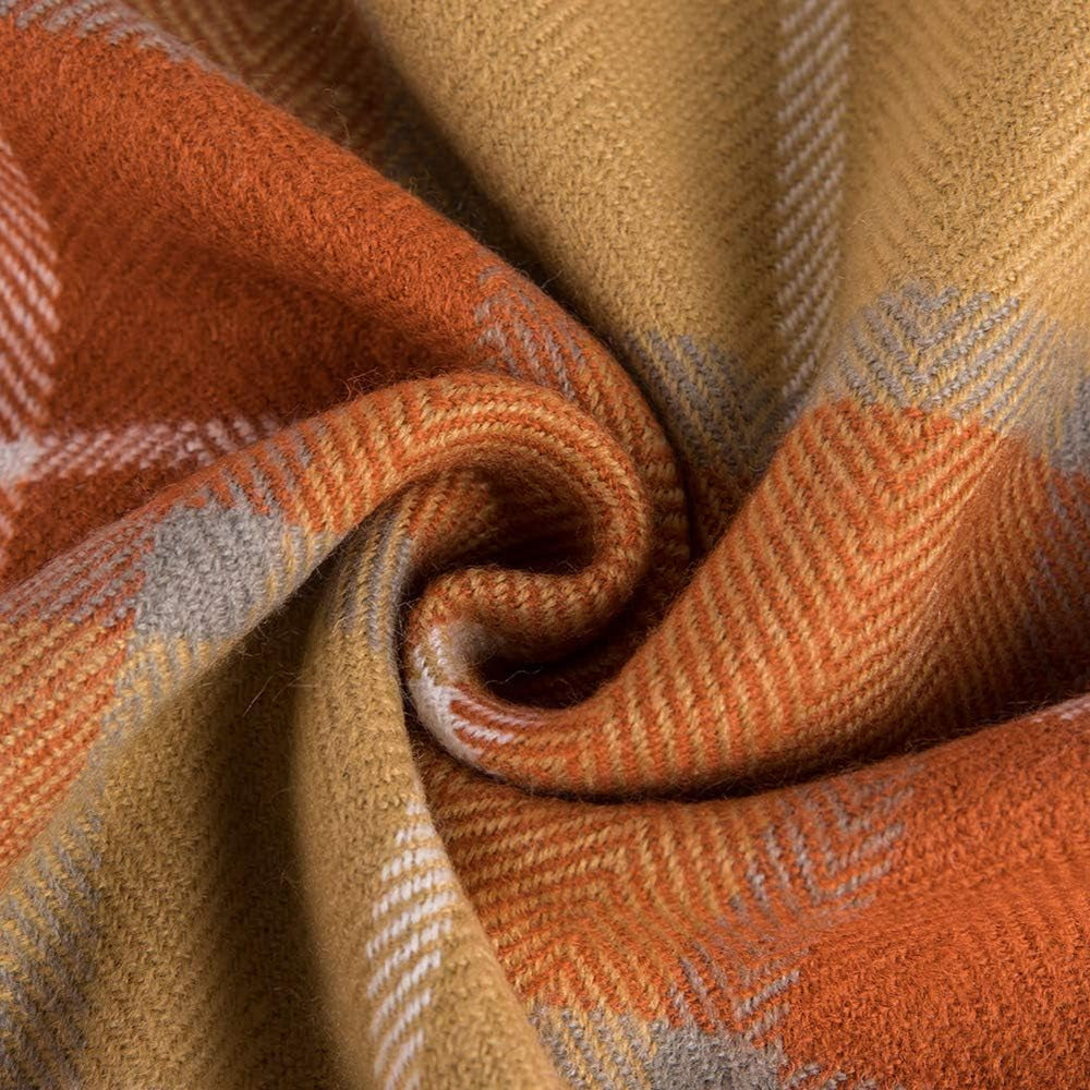 G Lake Orange kostkovaná deka Throw Akryl Měkký oboustranný barevný přehoz s třásněmi Dárek pro vánoční dekorace 127 Cm Š X 170,2 Cm L-Dýně Oranžové Postele a deky G Lake