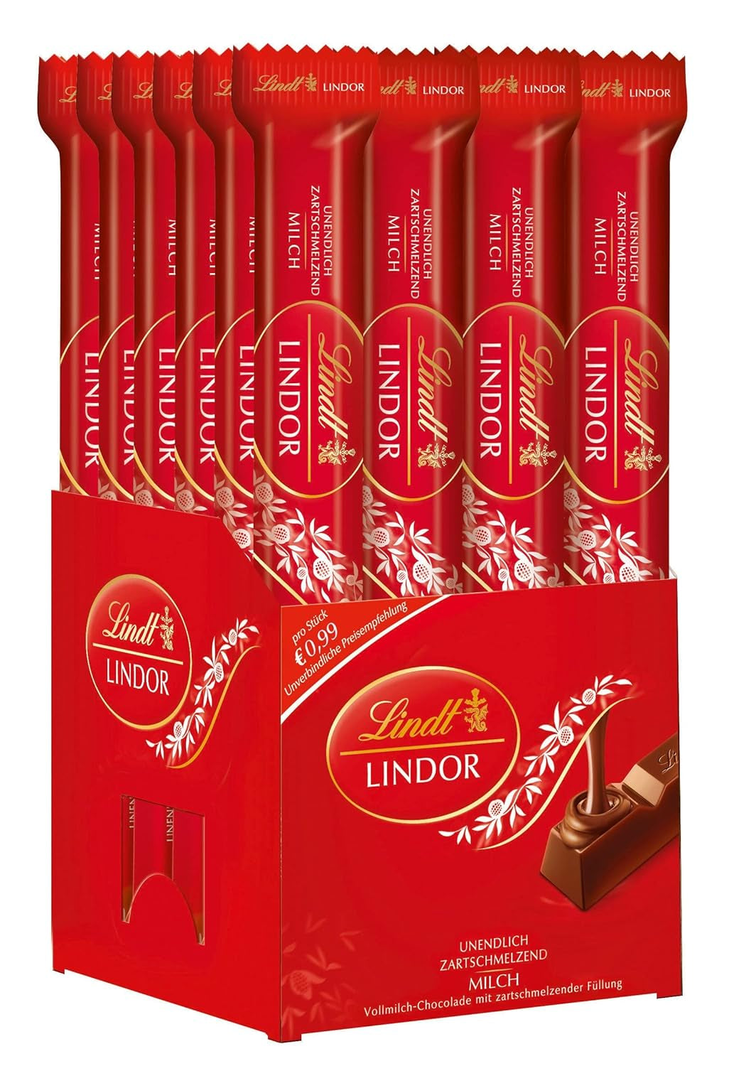 Lindt LINDOR tyčinky mléčné čokolády, 24 x 38 gramů Čokoládové bonbony Naty Shop Výchozí název