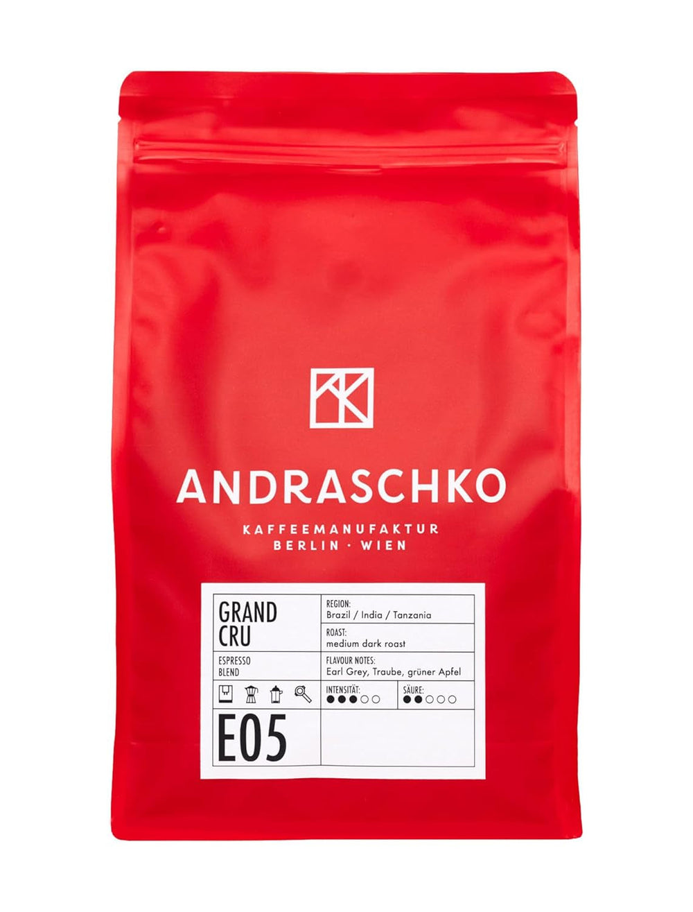 Grand Cru Espresso Blend - 100 % Arabica aus Brasilien, Indien & Tansania - fruchtig & komplex mit Earl Grey, Traube & grünem Apfel - ganze Bohnen - 1kg - frisch geröstet in Berlin