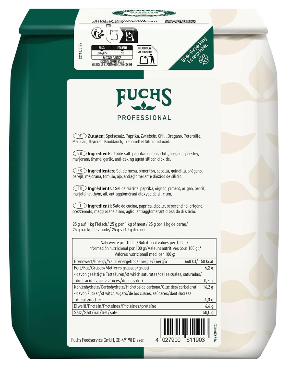 - Gyros Gewürzsalz | Gewürz für griechische Fleisch-Gerichte | Profi-Qualität für Großverbraucher | 1 kg v recyklovatelném pytli