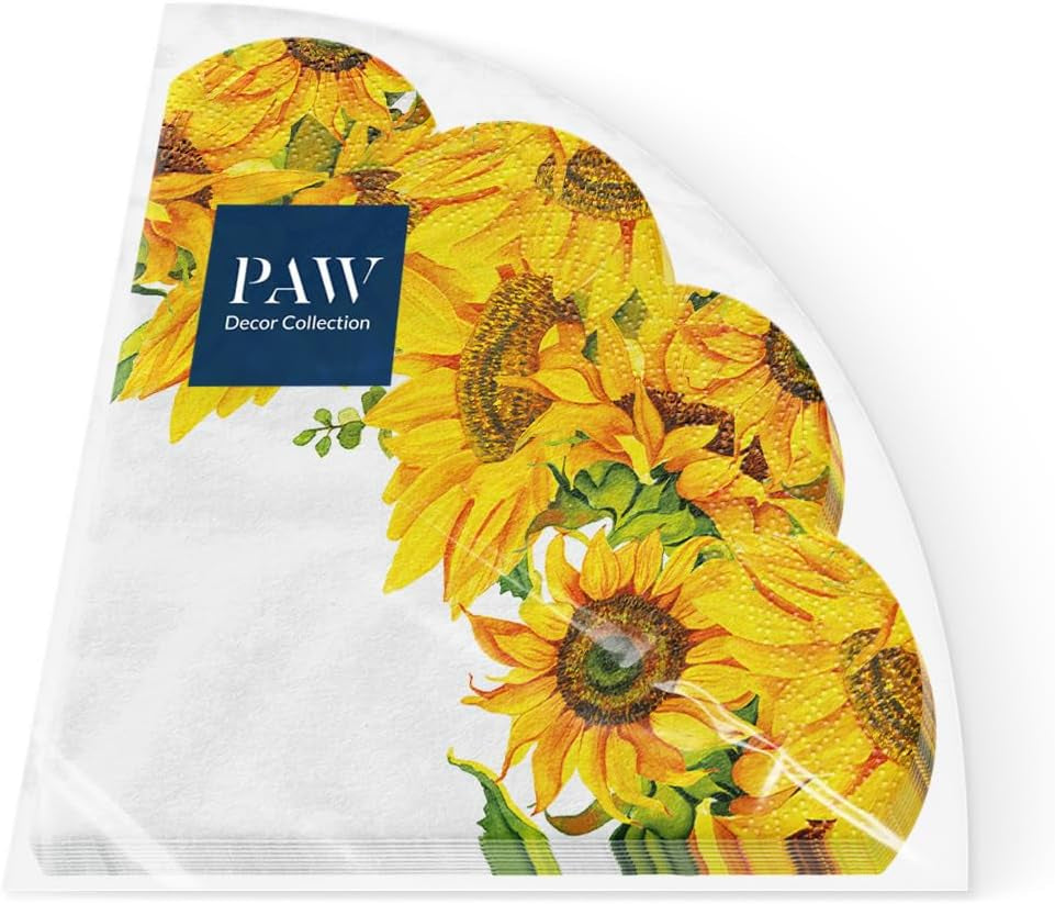 PAW - Șervețele 3 straturi (33 X 33 Cm) I 20 bucăți I Perfect pentru zile de naștere, petreceri, întâlniri I Decorațiuni de toamnă pentru masă I Șervețele de hârtie colorate - frunze de toamnă de umbrelă I Frunze de umbrelă