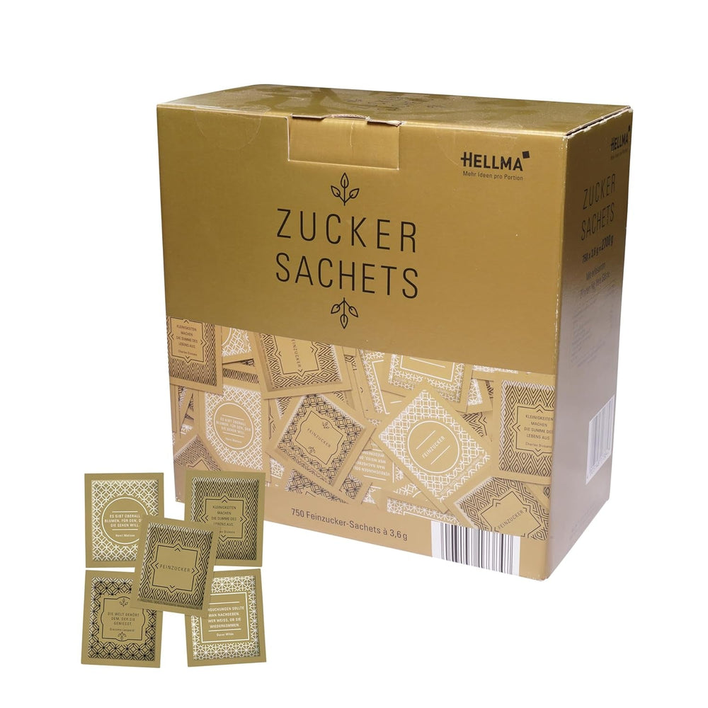 Hellma Zucker-Sachets Goldline 750 Stk. Je 3,6 G – 3,6 Kg Vorrats-Box - Zuckertütchen Einzeln, Für Kaffee Oder Tee Sweeteners Naty Shop Výchozí název