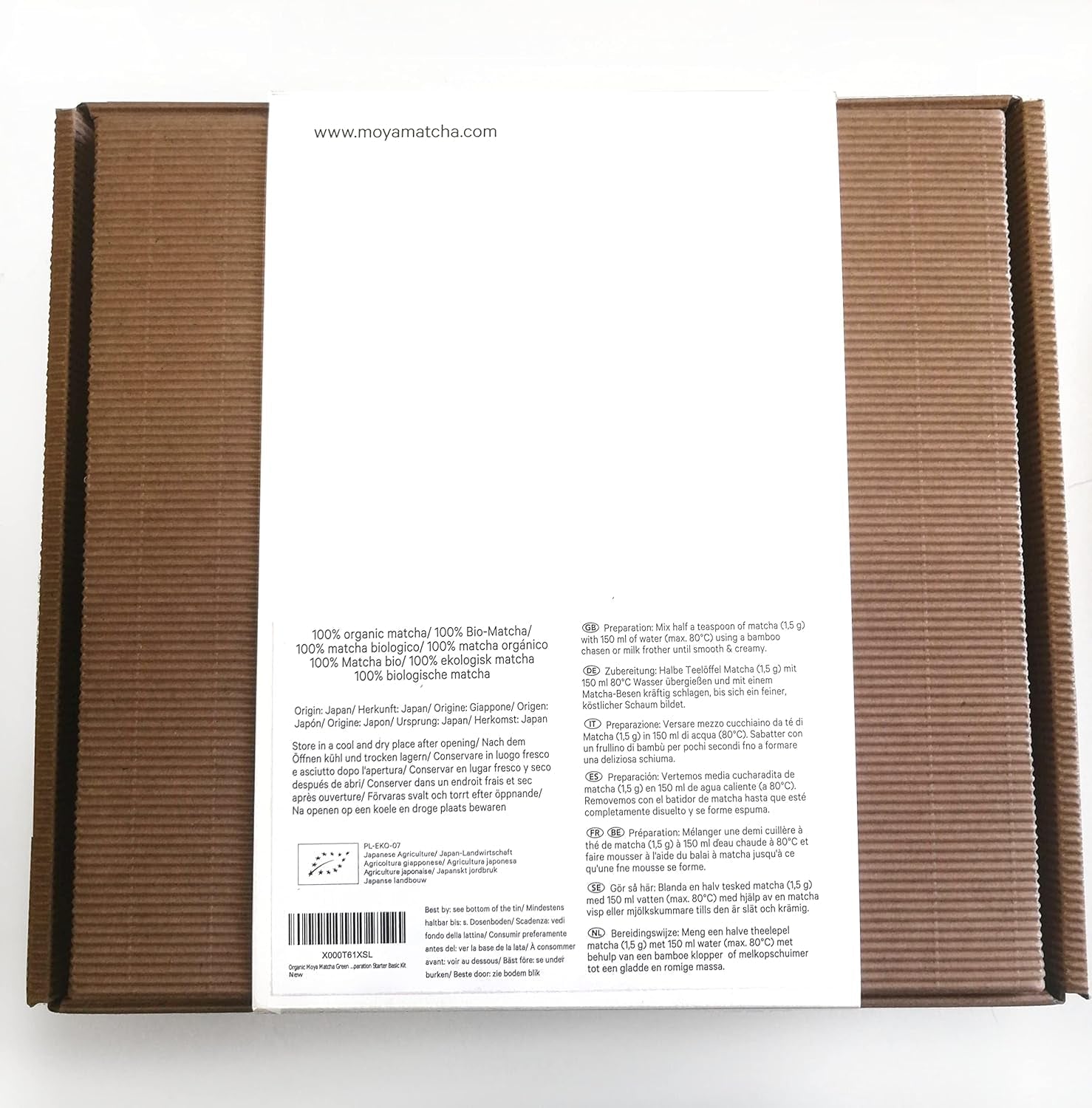 Set de ceai Moya Matcha Pudră verde organică | BIO 30G Clasa tradițională (II) | Ambalaj + bol Matcha + bătător de bambus | Set pentru prepararea Matcha