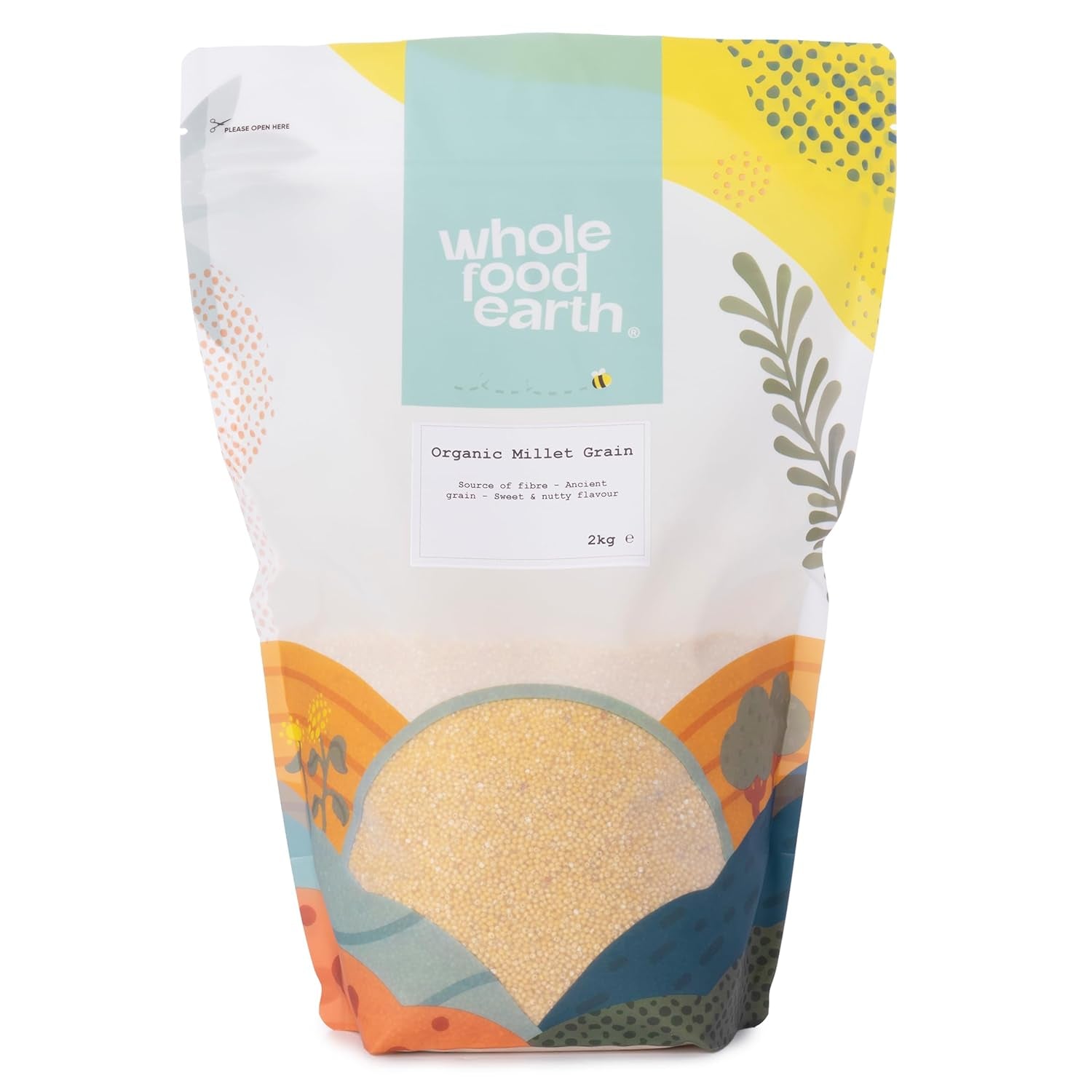 Jáhly bio Wholefood Earth 2 kg | Bez GMO | Vegan | Bohaté na vlákninu | Certifikované organické