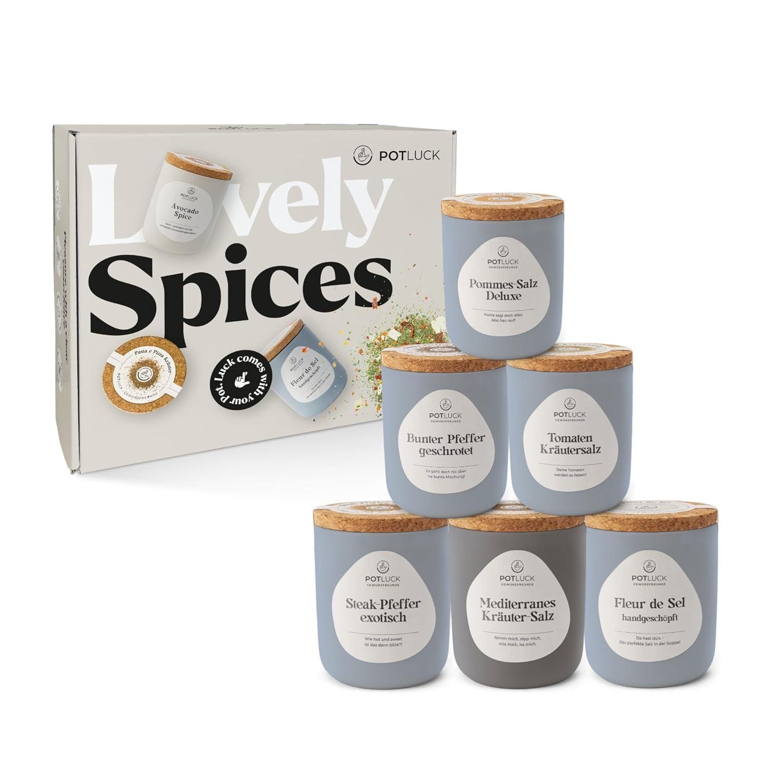 Potluck | Kräuter Kumpel 6er Set | Gewürzmischungen im Keramiktopf | Veganské, bezlepkové a s přírodními ingrediencemi