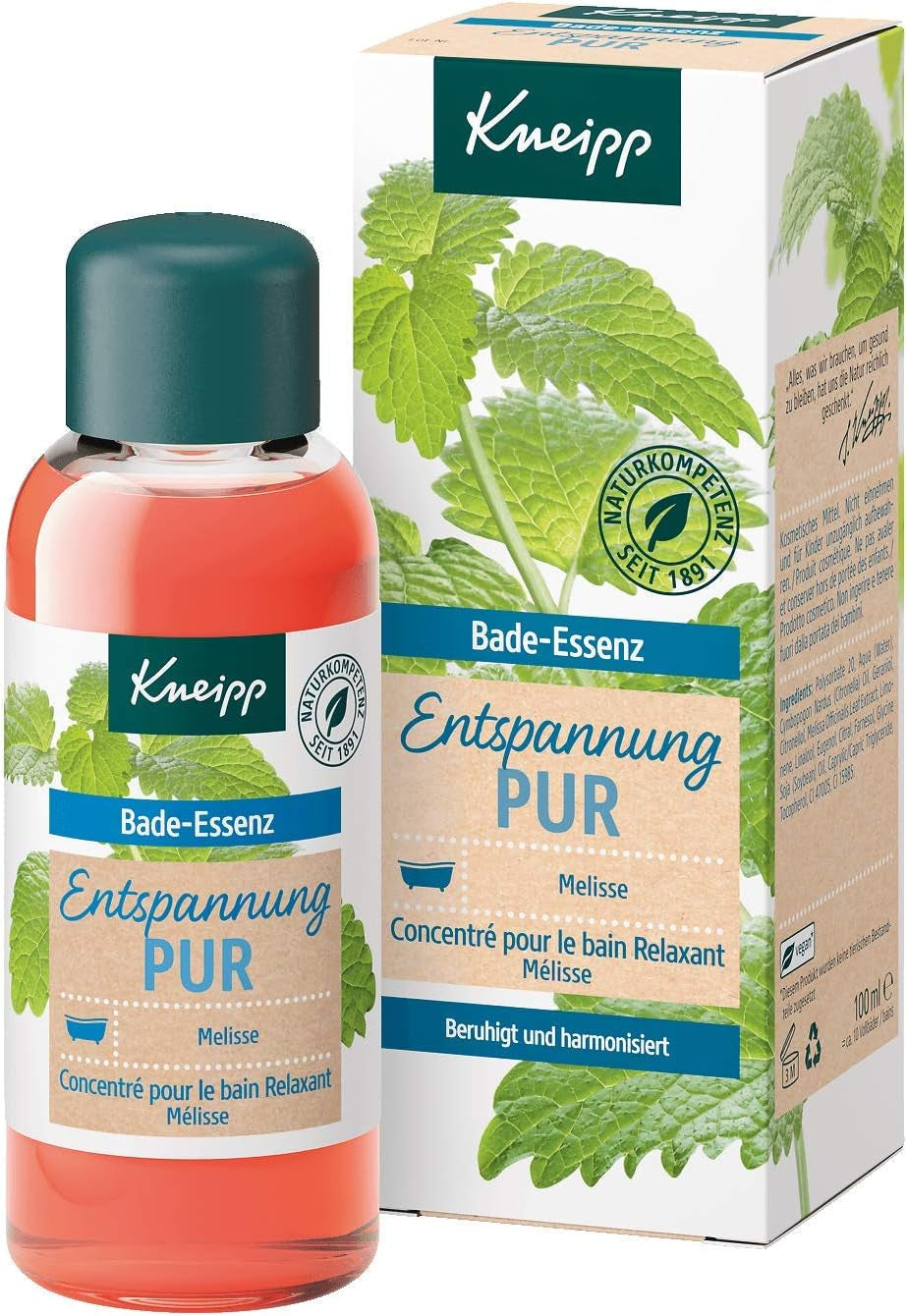 Kneipp Bade, ulei de baie cu ulei esențial natural de melissa indiană și extract de balsam de lămâie, 100 ml Naty Shop