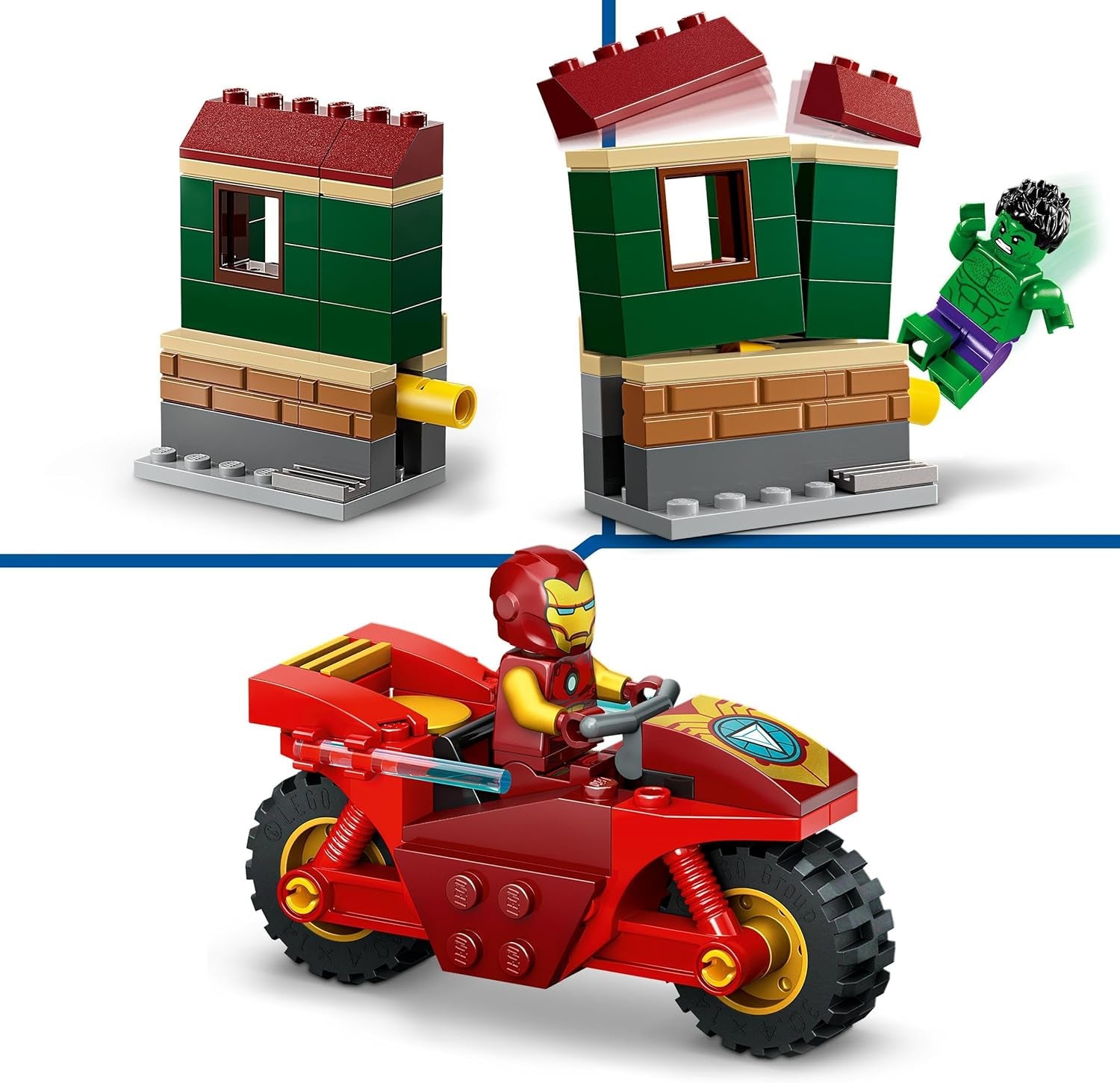 LEGO Marvel Iron Man s kolem a Hulkem, hračka na stavění superhrdinů pro děti, sada kolekce s kolem a minifigurkami, dárek pro dívky a chlapce 4 roky staré 76287 stavebnice Besuche den LEGO-Store